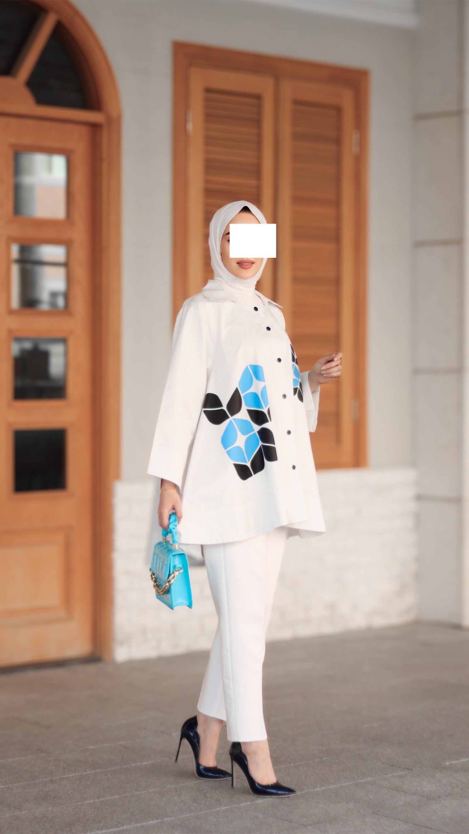 Blue Mosaic Poplin Shirt