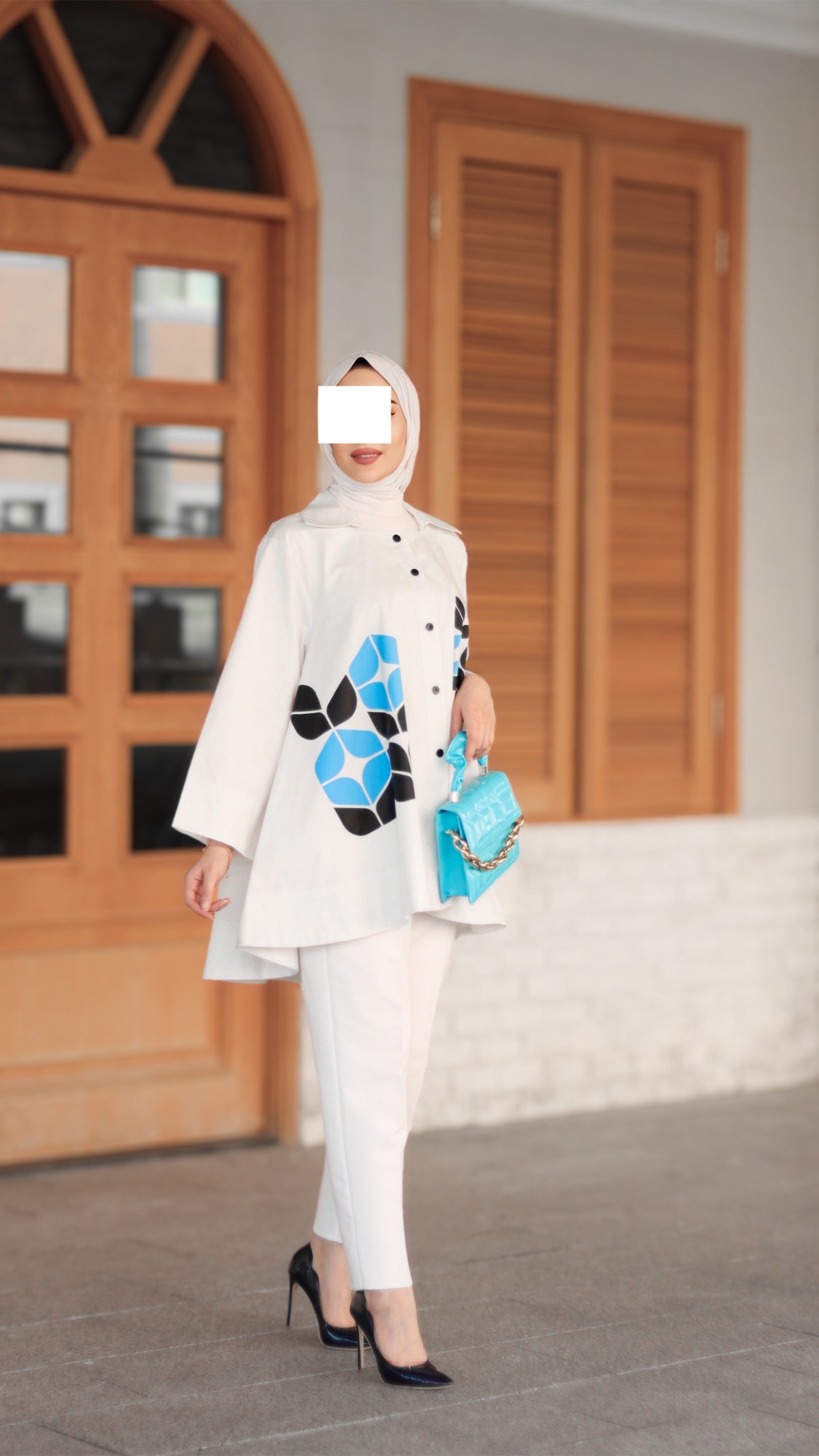 Blue Mosaic Poplin Shirt