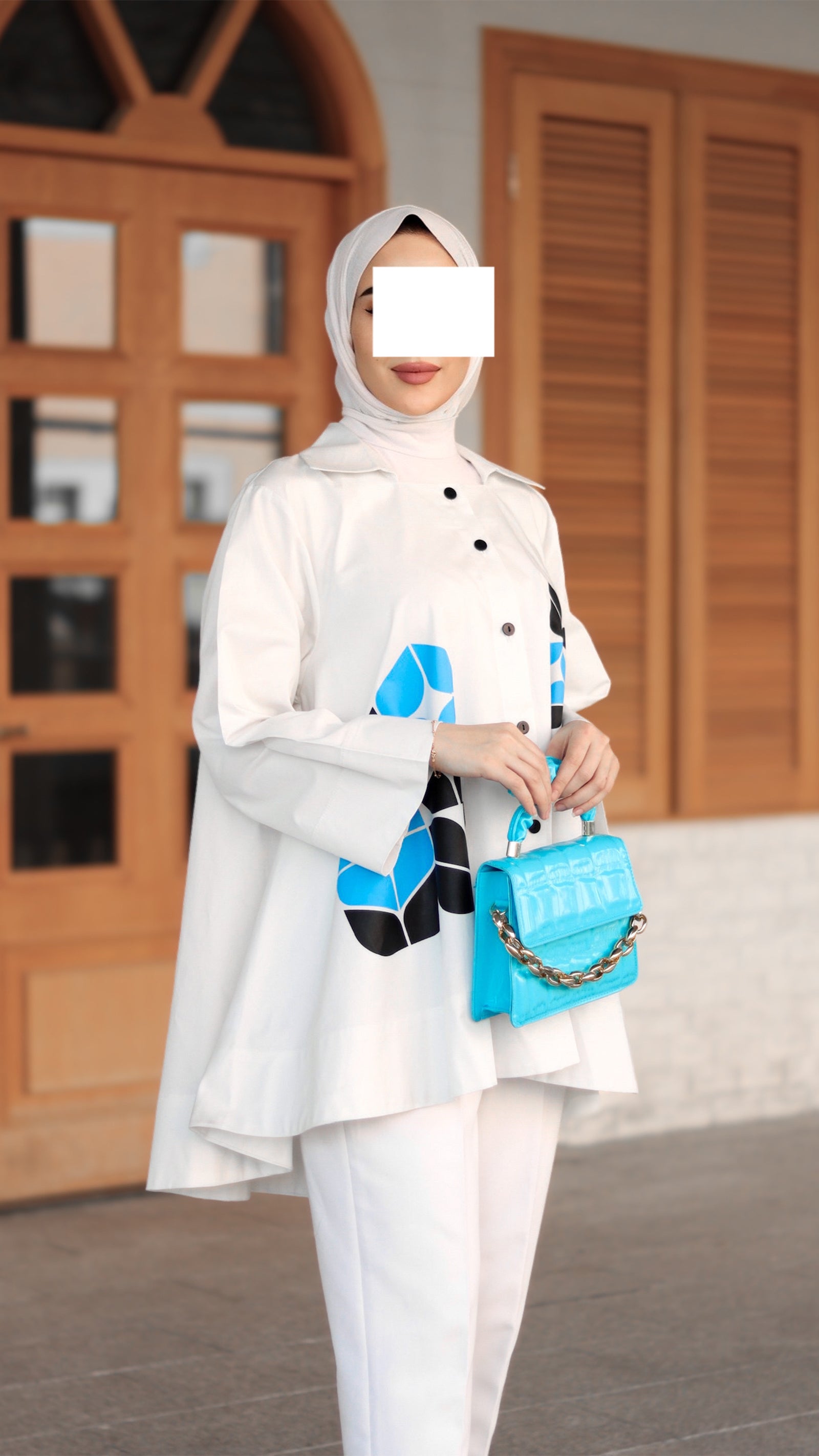 Blue Mosaic Poplin Shirt