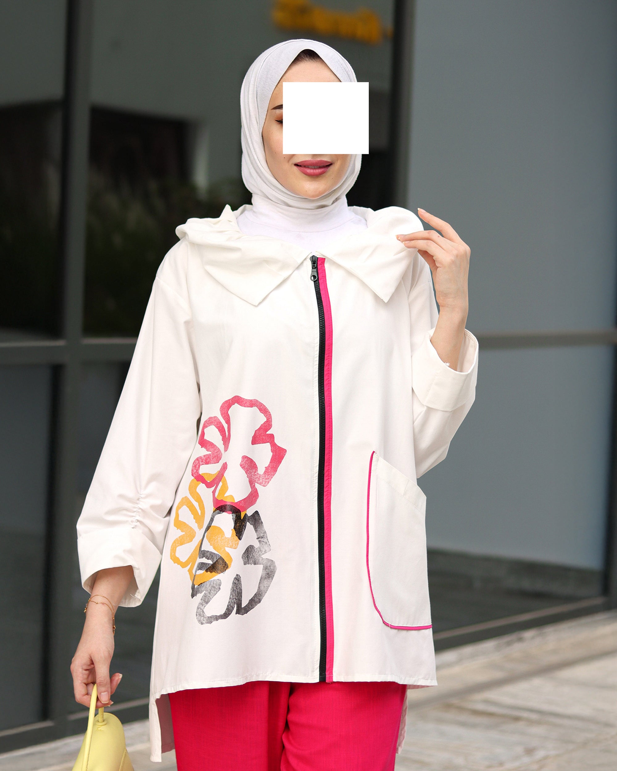 جاكيت بوبلين برسمة الزهور