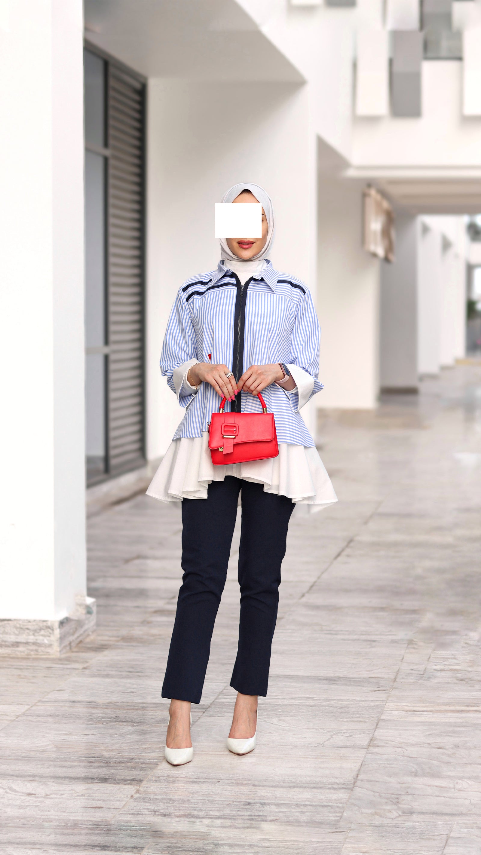 Striped Zip Poplin Jacket