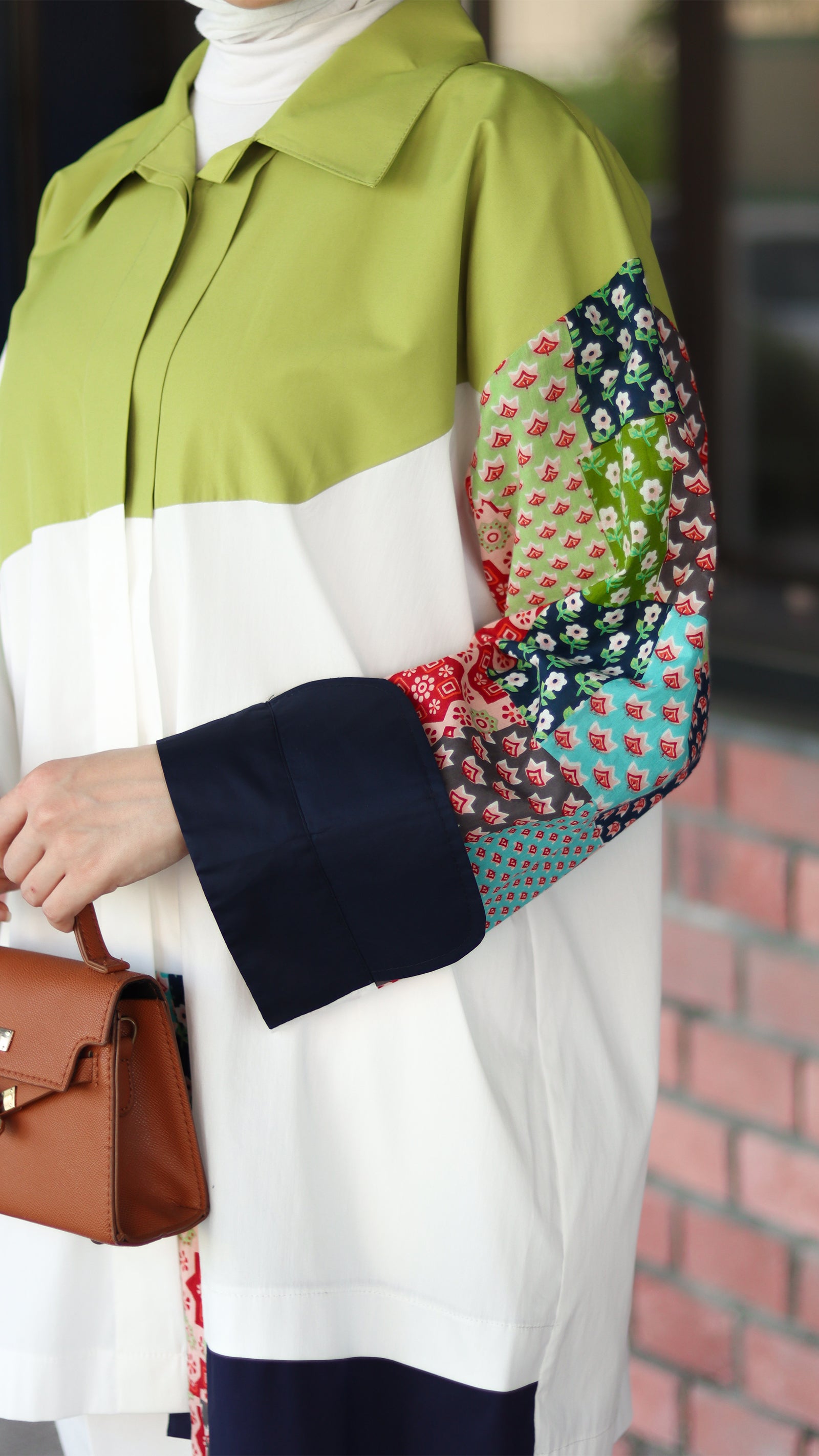 Colorblock Patchwork Poplin Shirt