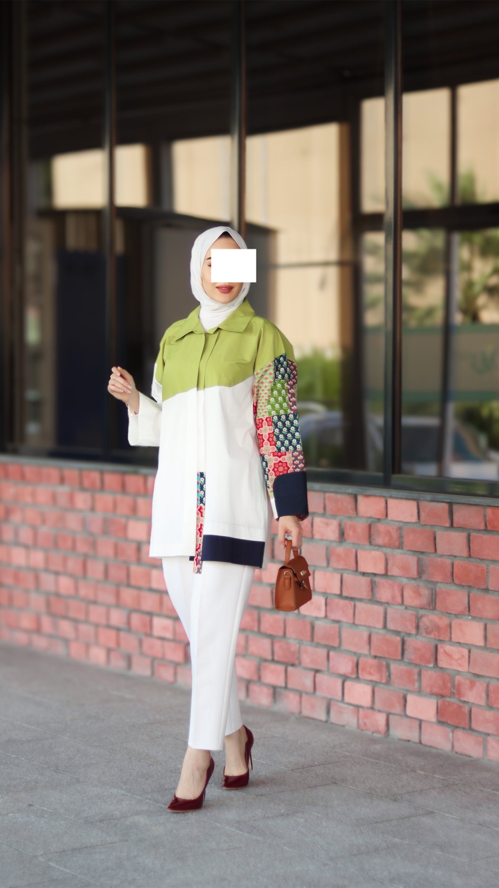 Colorblock Patchwork Poplin Shirt