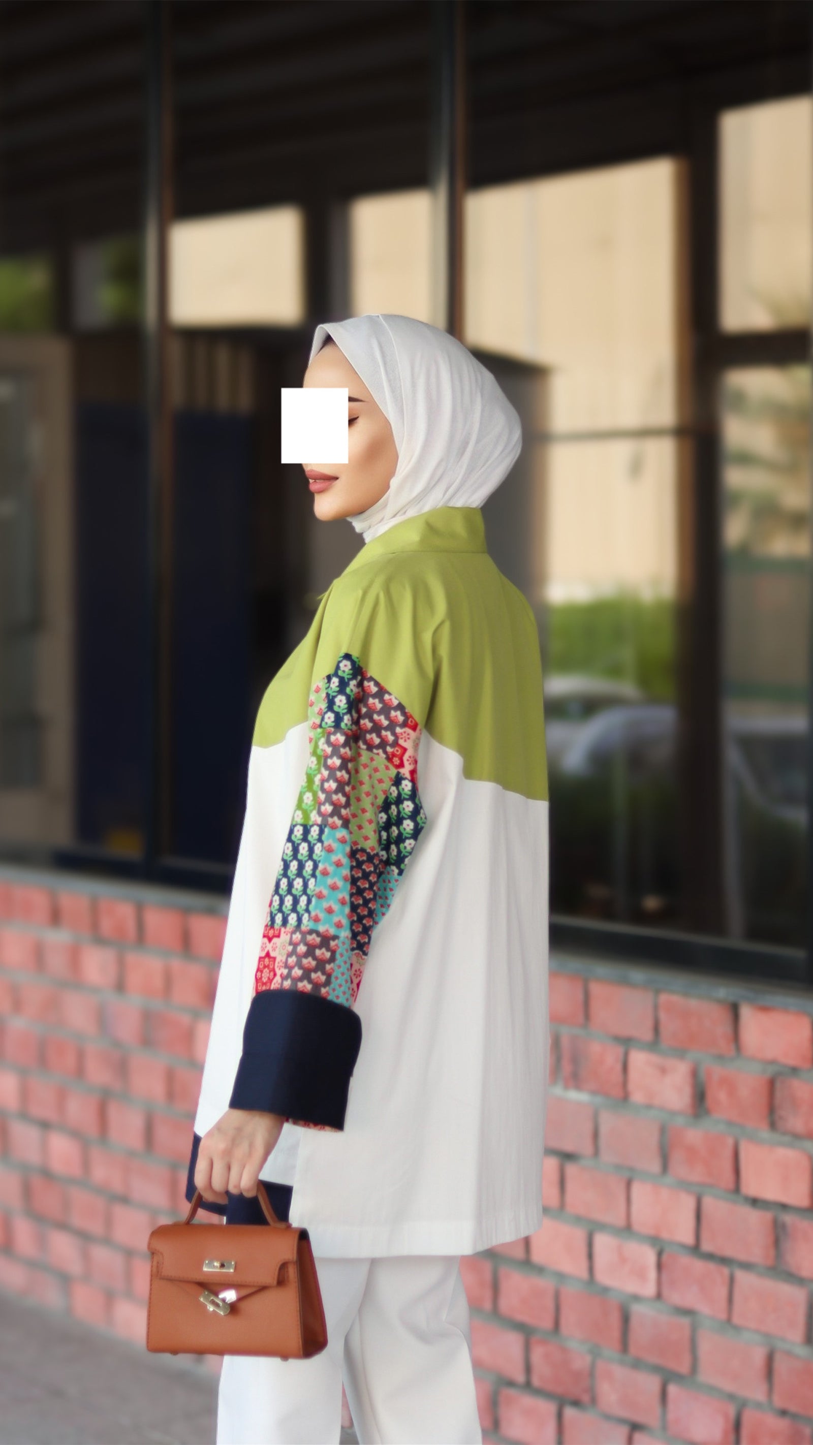Colorblock Patchwork Poplin Shirt
