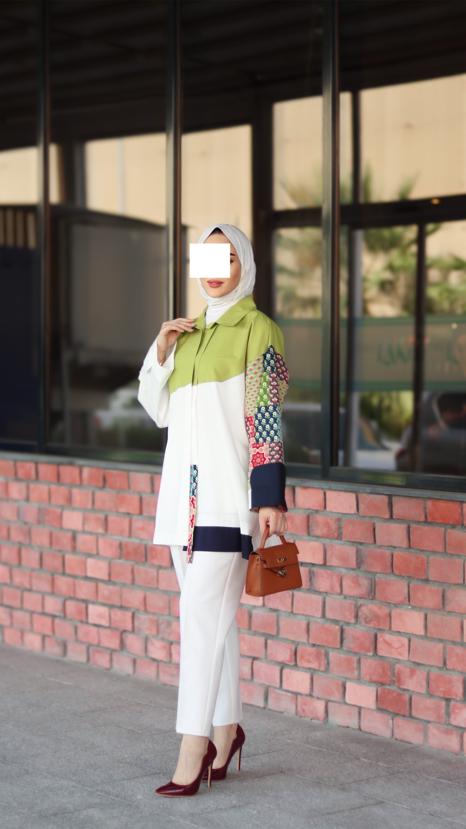 Colorblock Patchwork Poplin Shirt