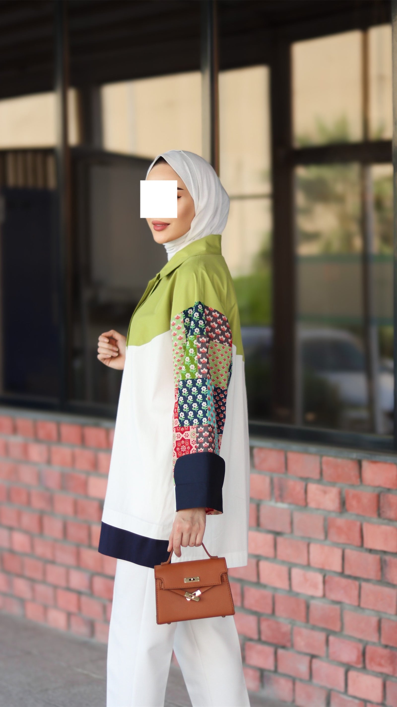 Colorblock Patchwork Poplin Shirt