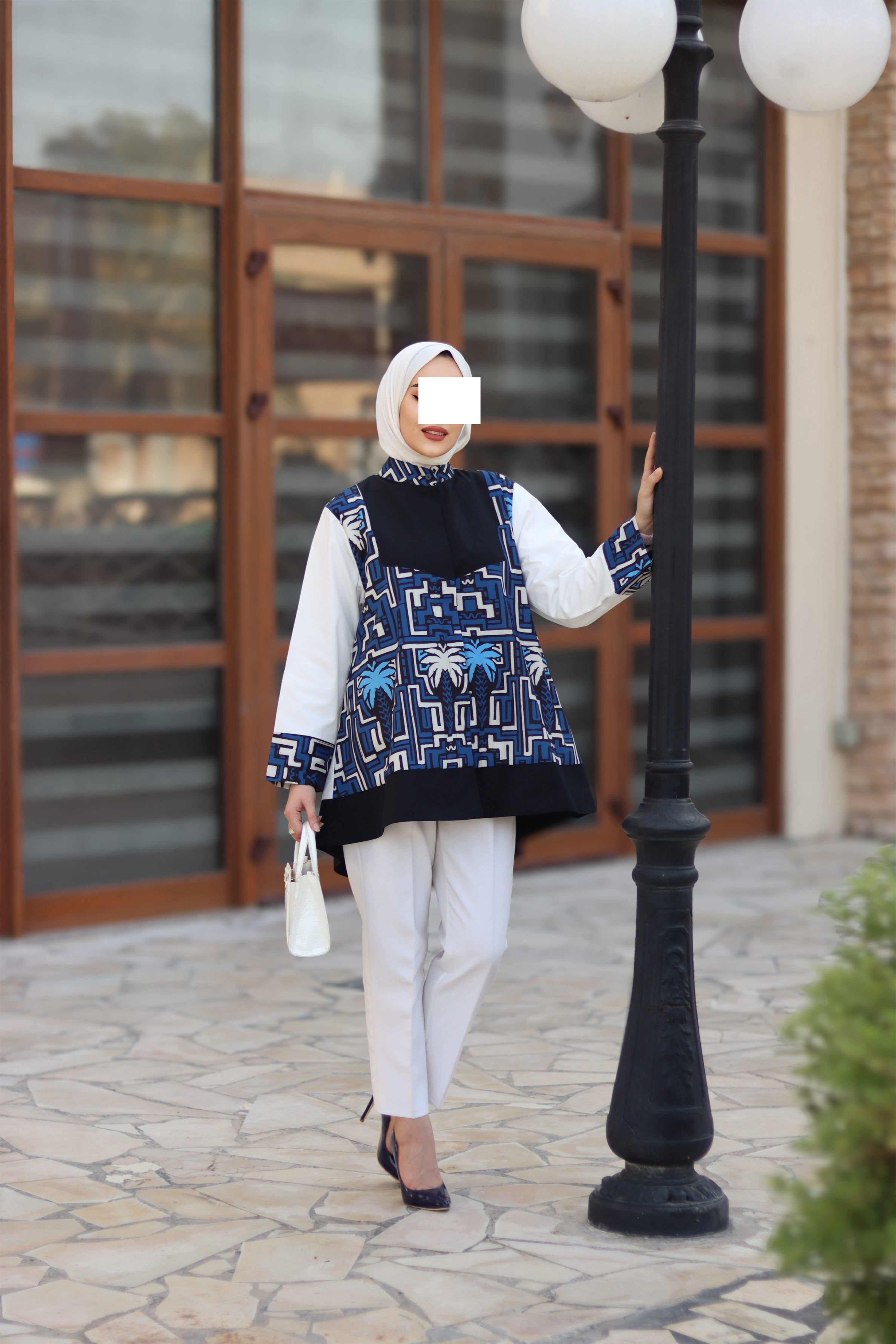 Geometric Palm Poplin Shirt