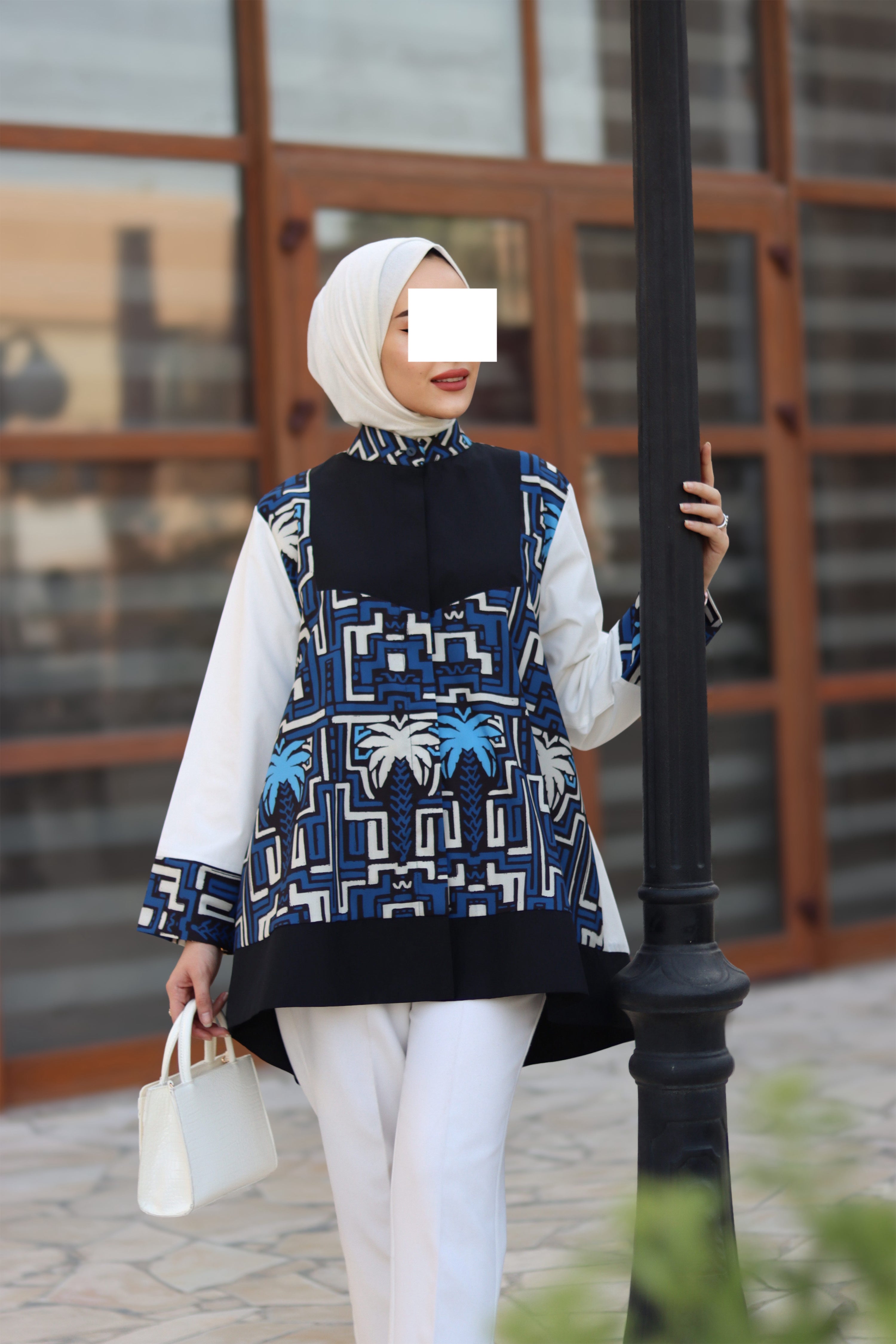 Geometric Palm Poplin Shirt