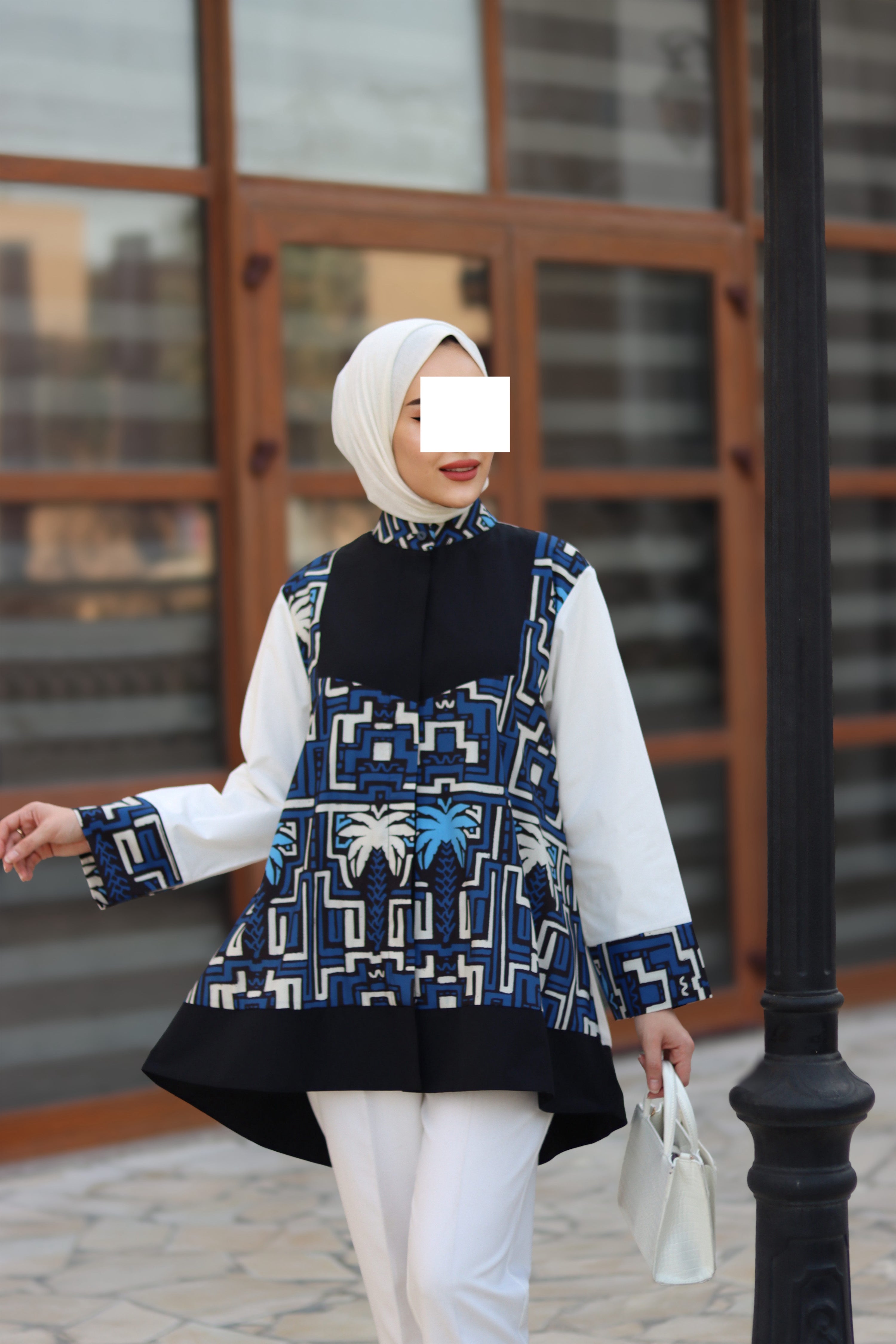 Geometric Palm Poplin Shirt