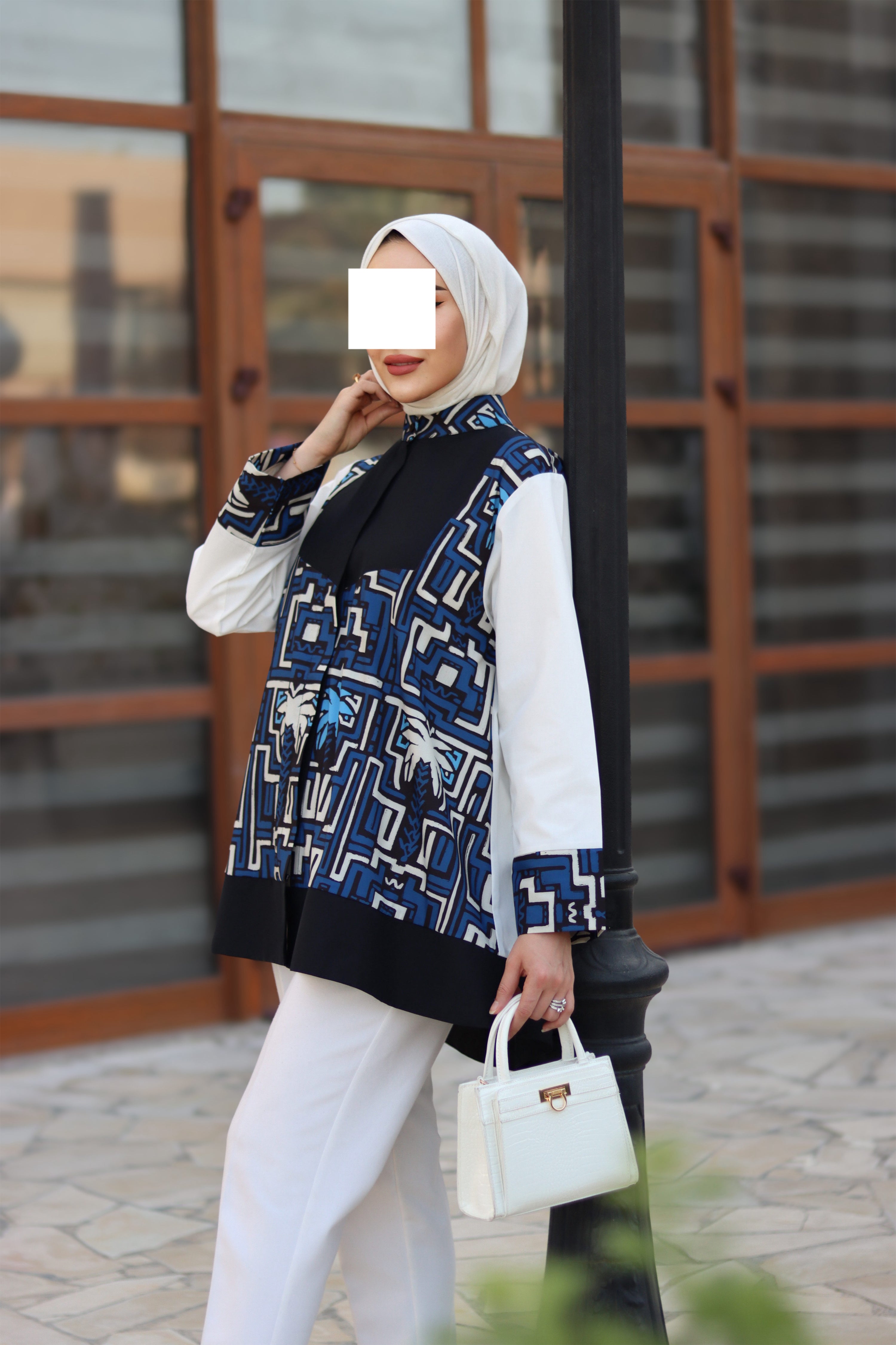 Geometric Palm Poplin Shirt