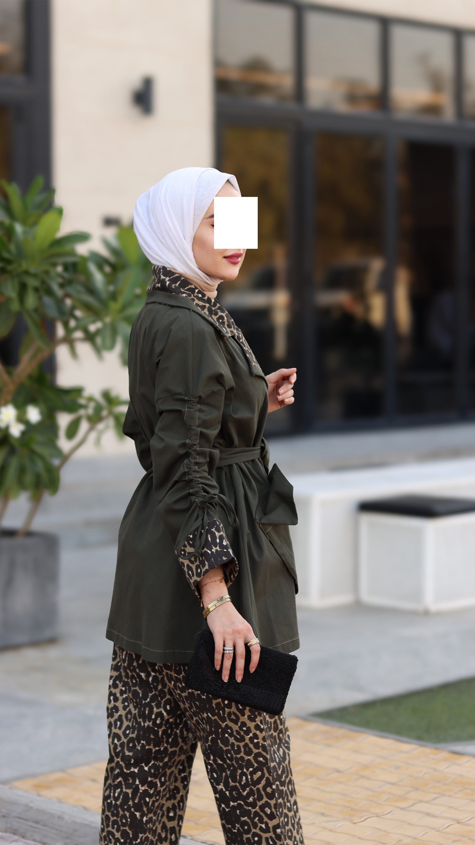 Leopard Trim Jeans Jacket