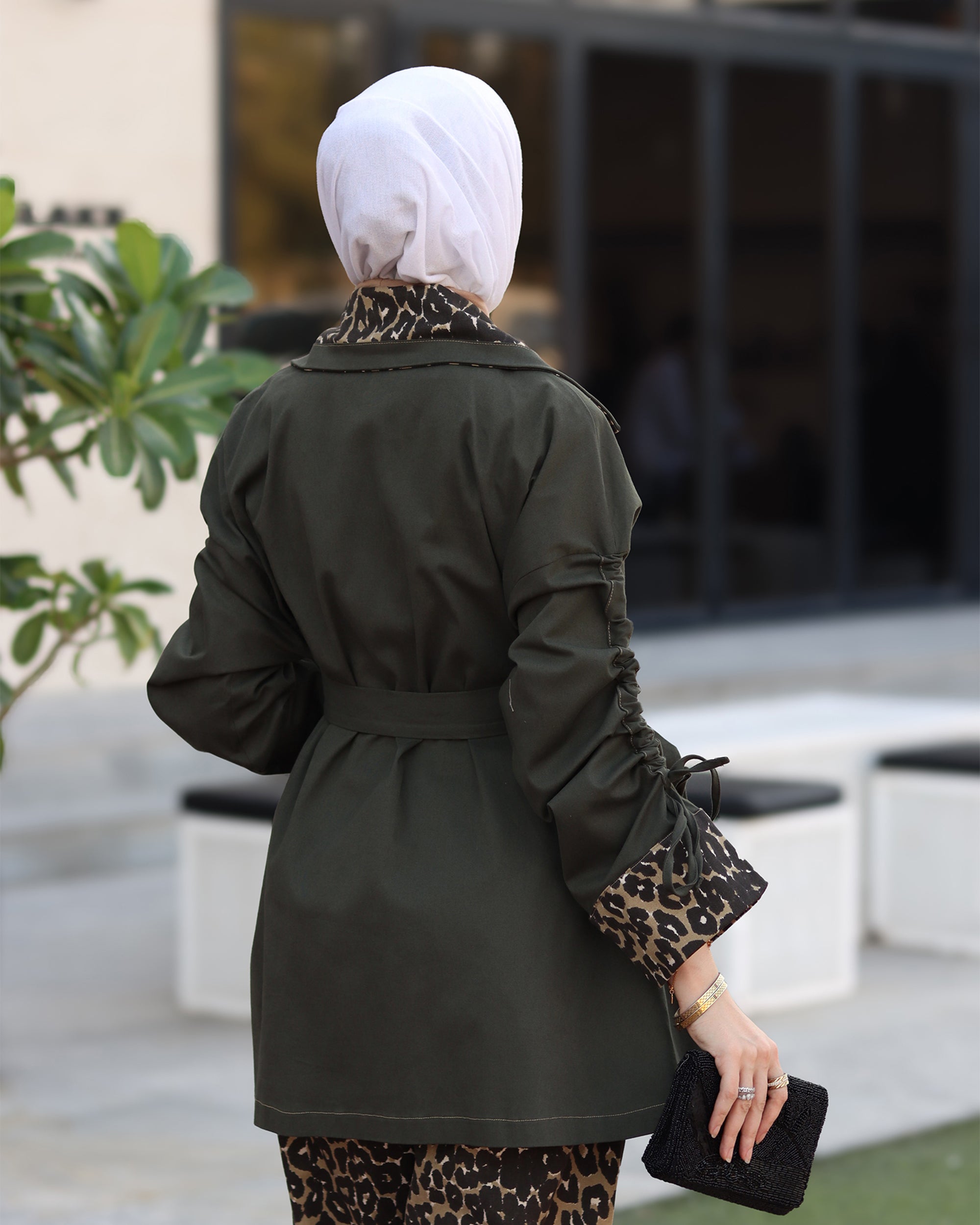 Leopard Trim Jeans Jacket