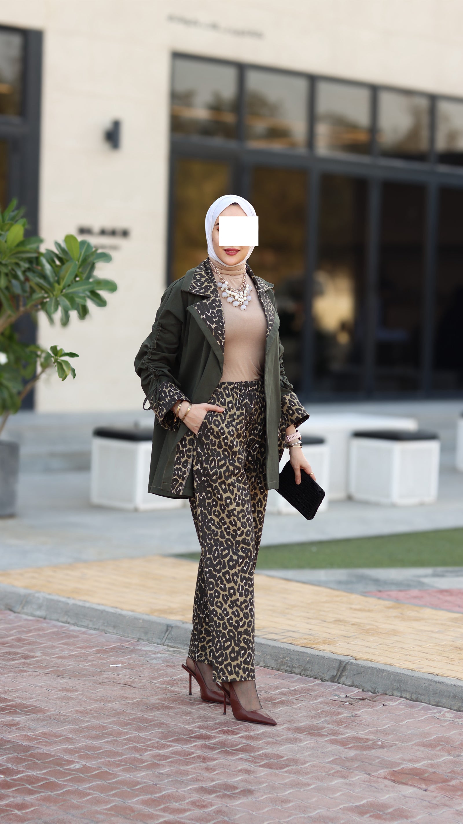 Leopard Trim Jeans Jacket