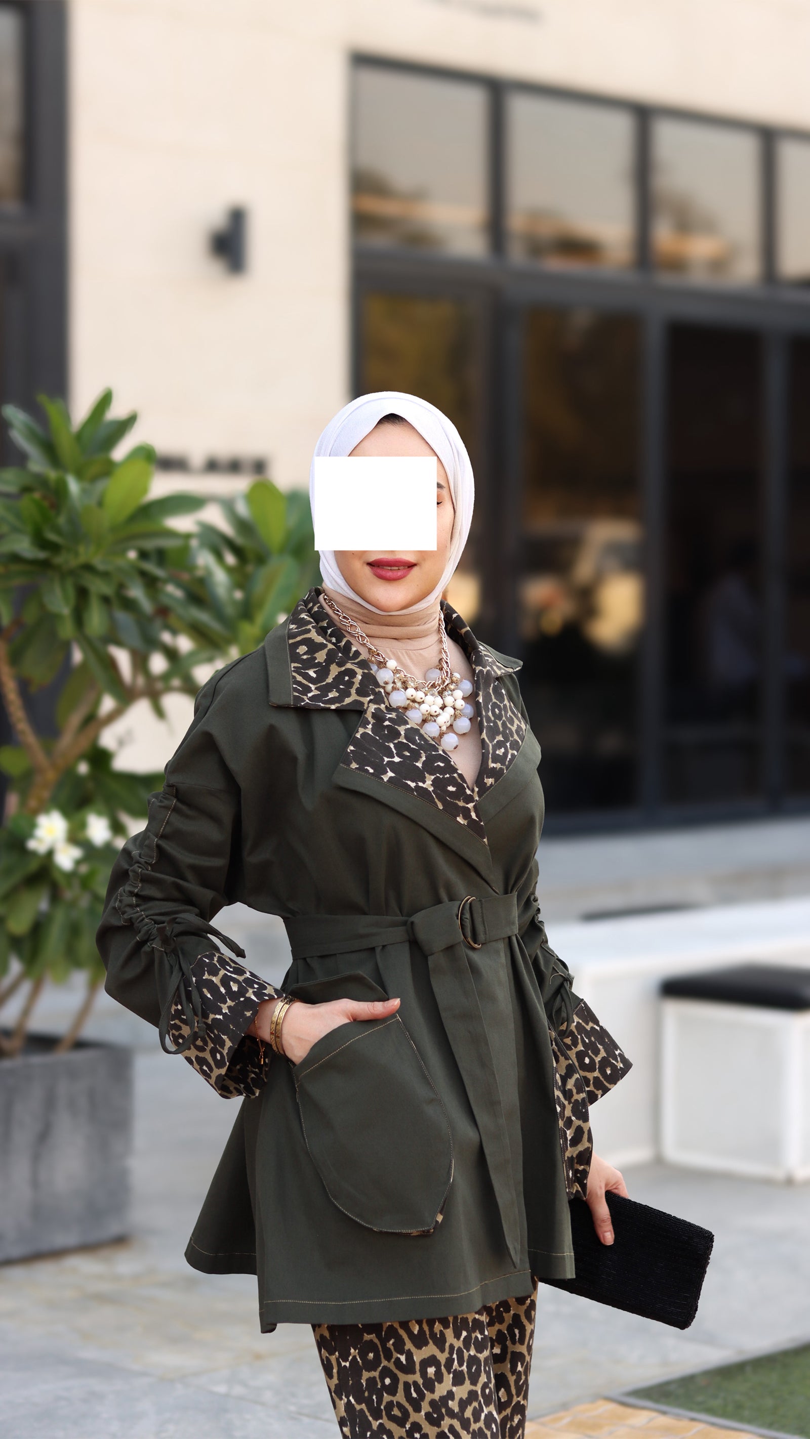 Leopard Trim Jeans Jacket