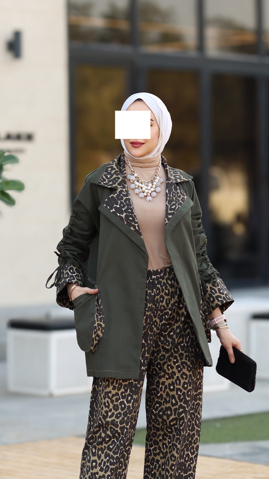 Leopard Trim Jeans Jacket