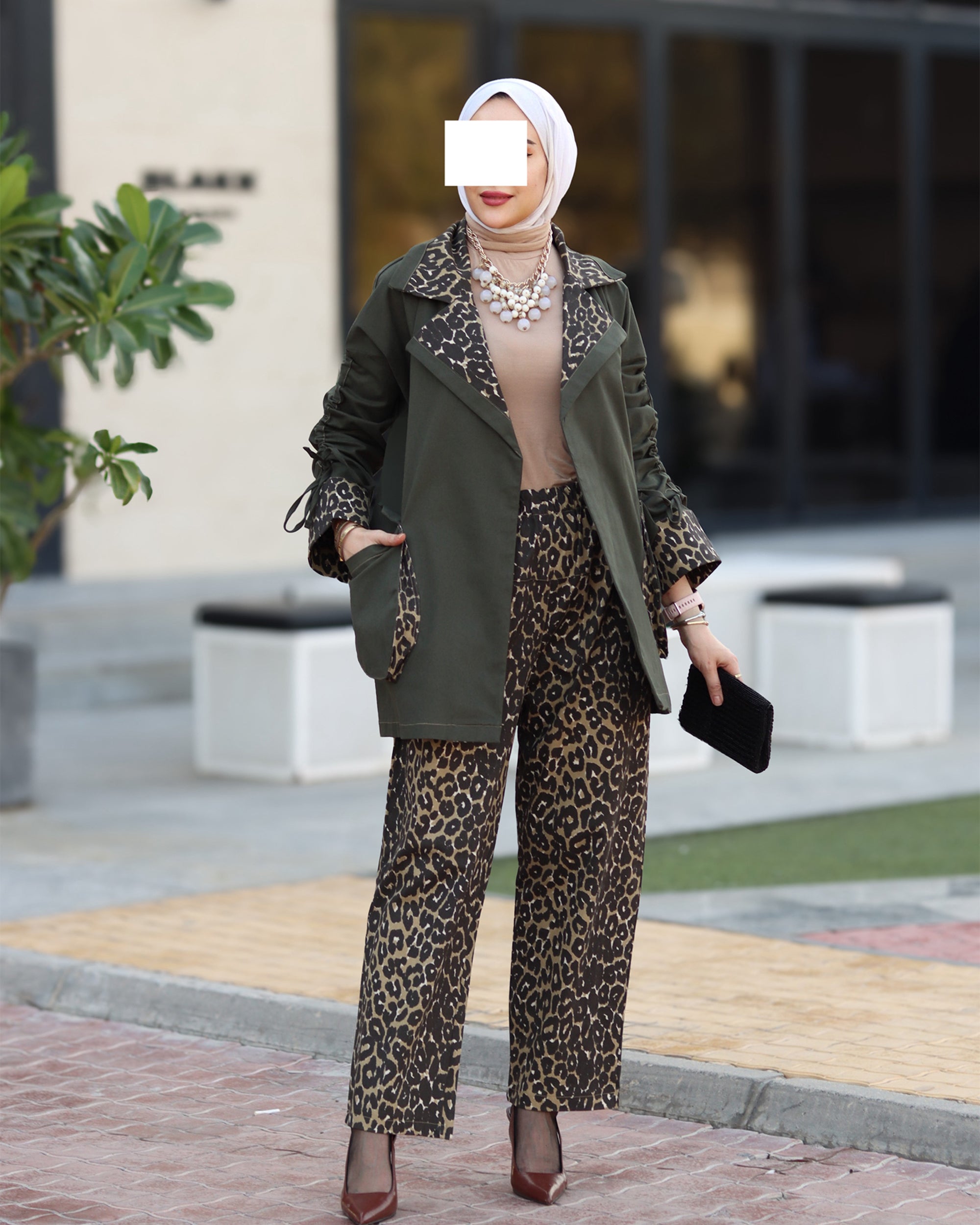 Leopard Trim Jeans Jacket