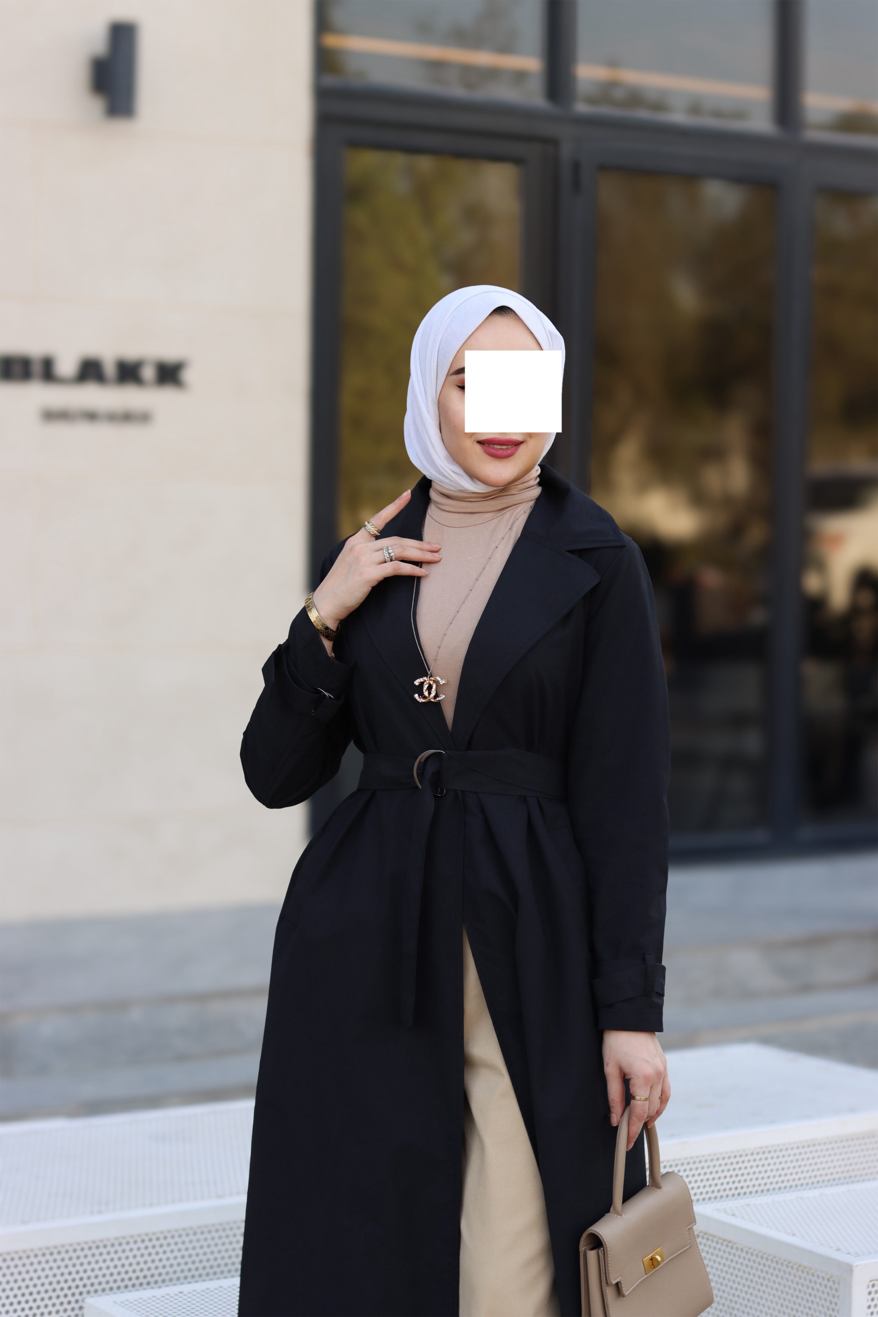 Noir Belted Gabardine Jacket