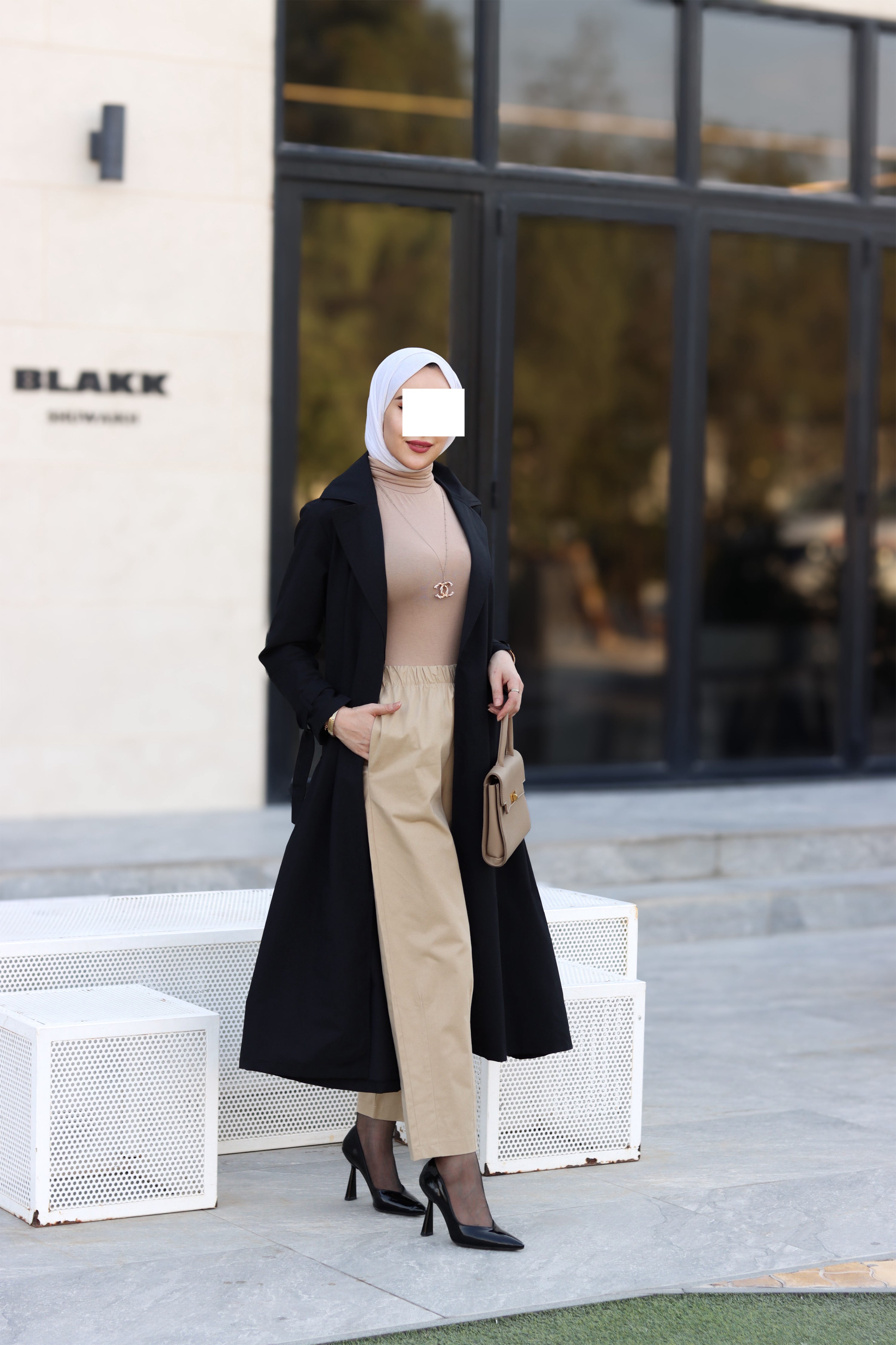 Noir Belted Gabardine Jacket