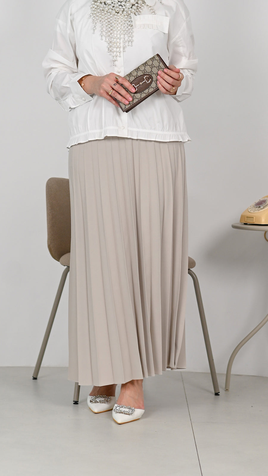 Soft Dune Pleated Skirt