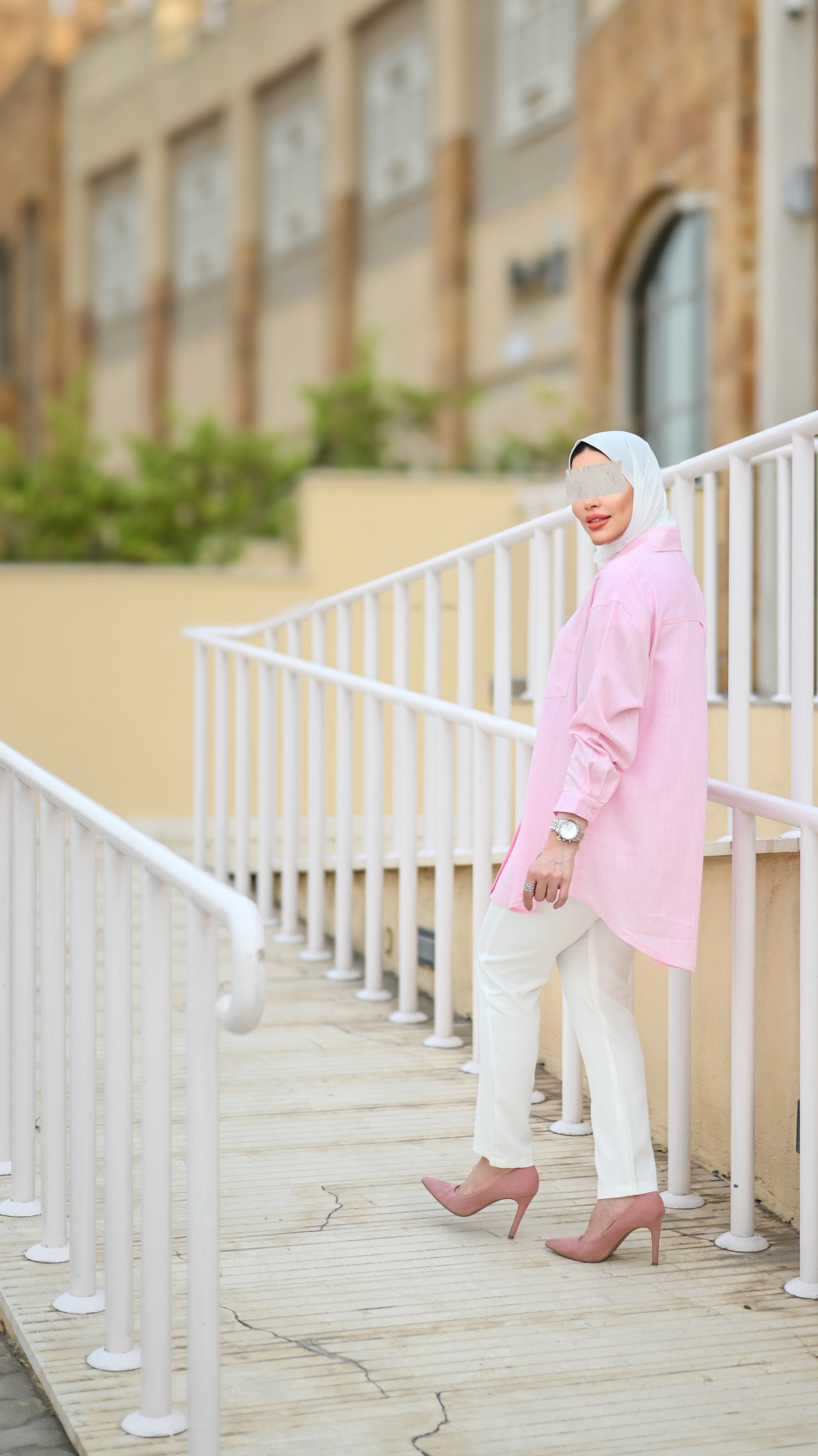 Blush Embroidered Linen Shirt