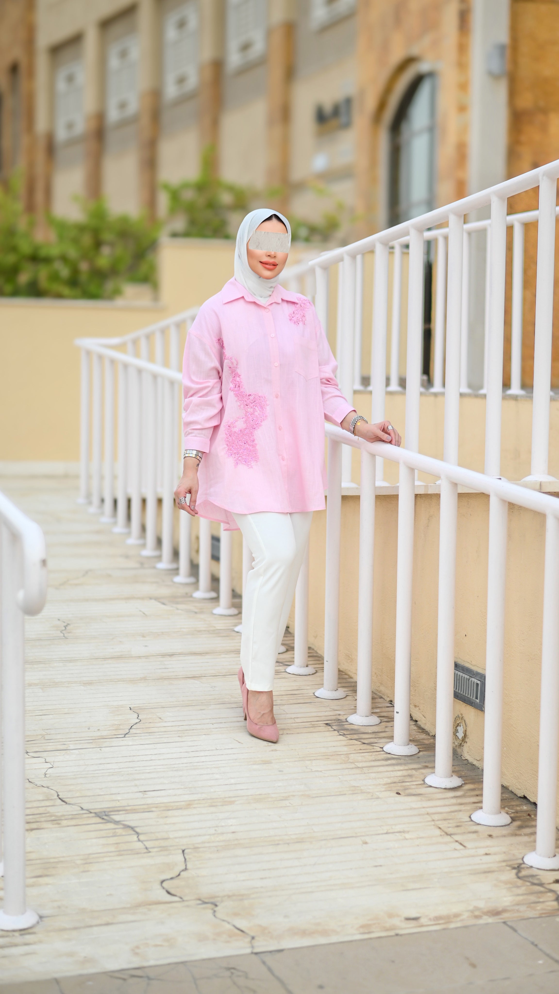 Blush Embroidered Linen Shirt