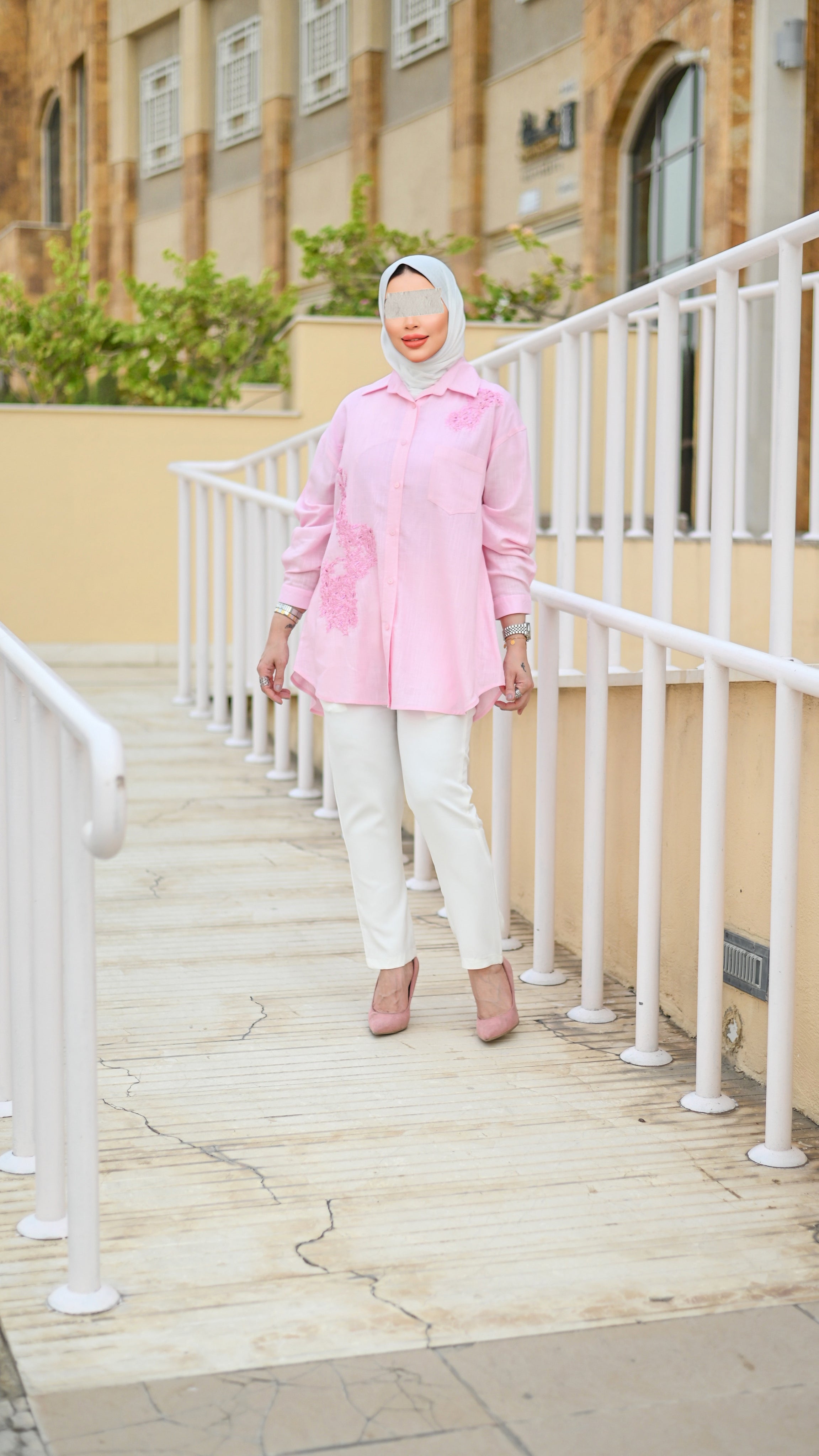 Blush Embroidered Linen Shirt