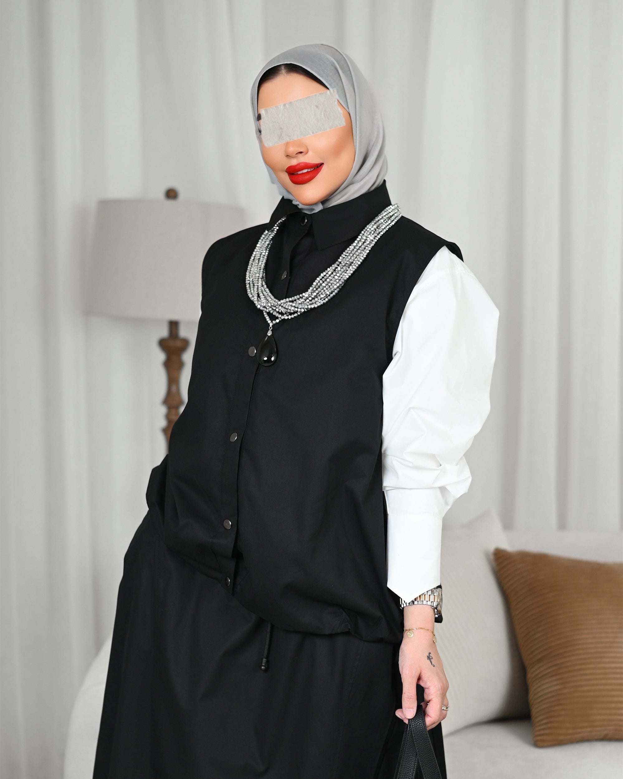 جاكيت جاباردين سوداء كلاسيكية