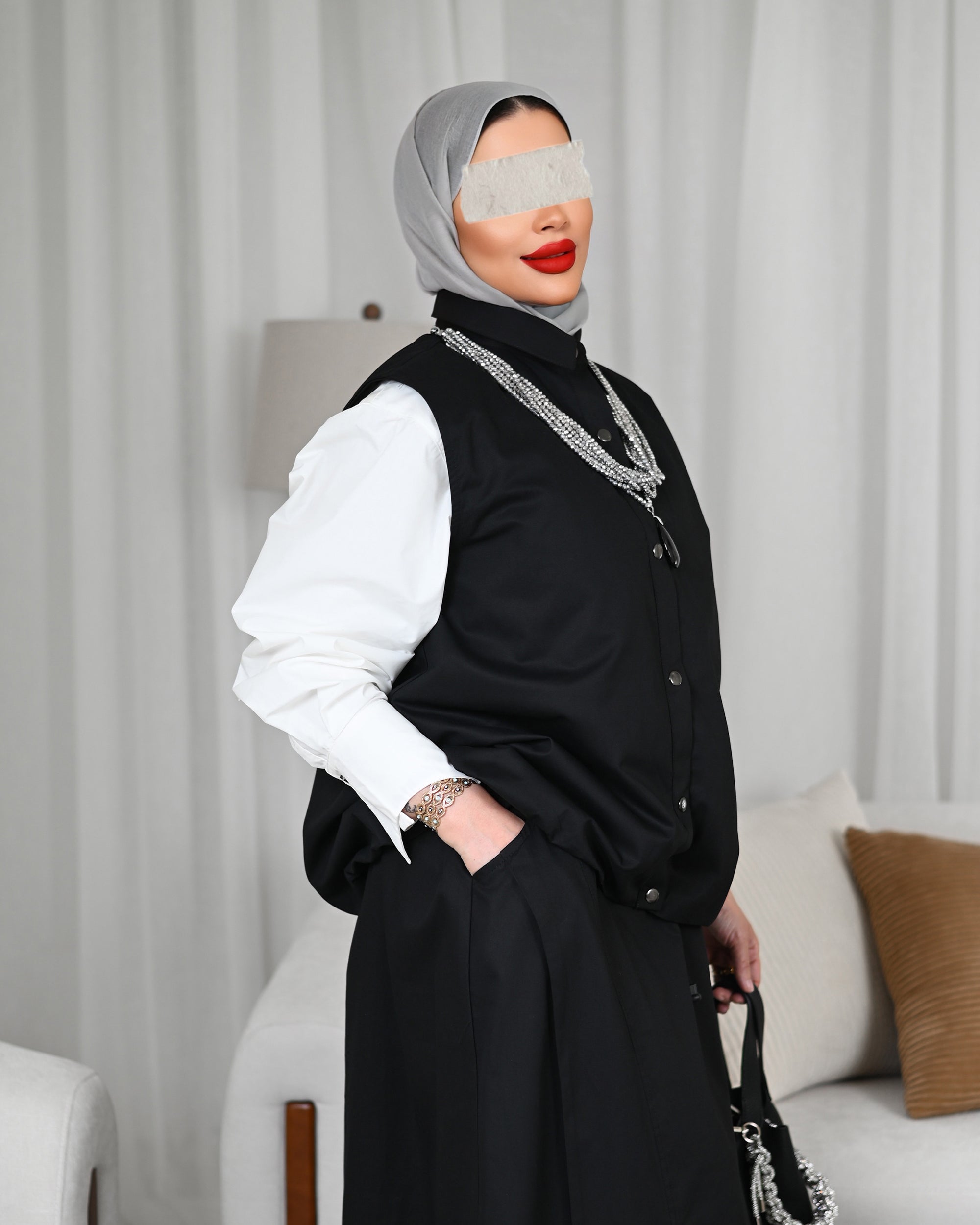 جاكيت جاباردين سوداء كلاسيكية