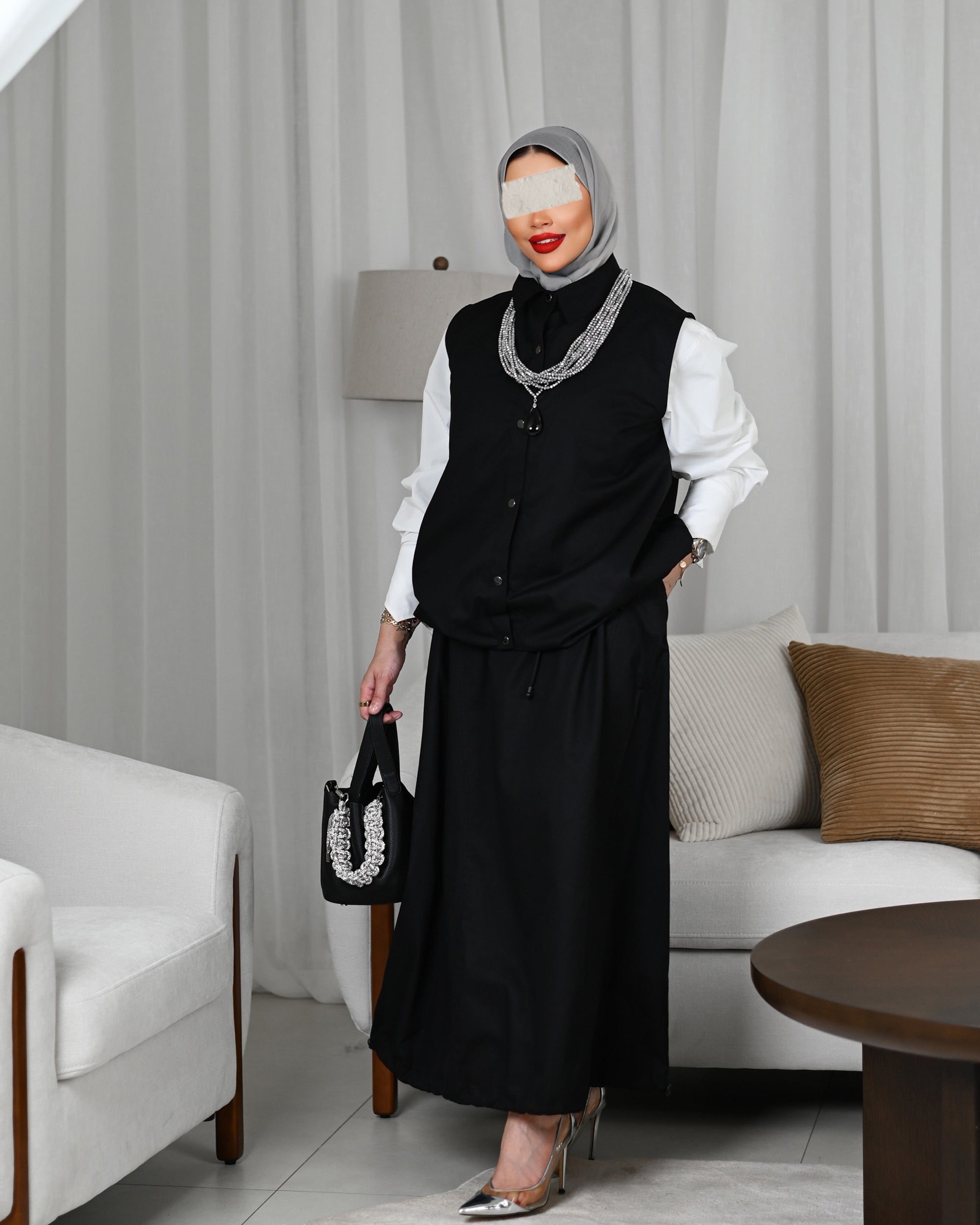 جاكيت جاباردين سوداء كلاسيكية