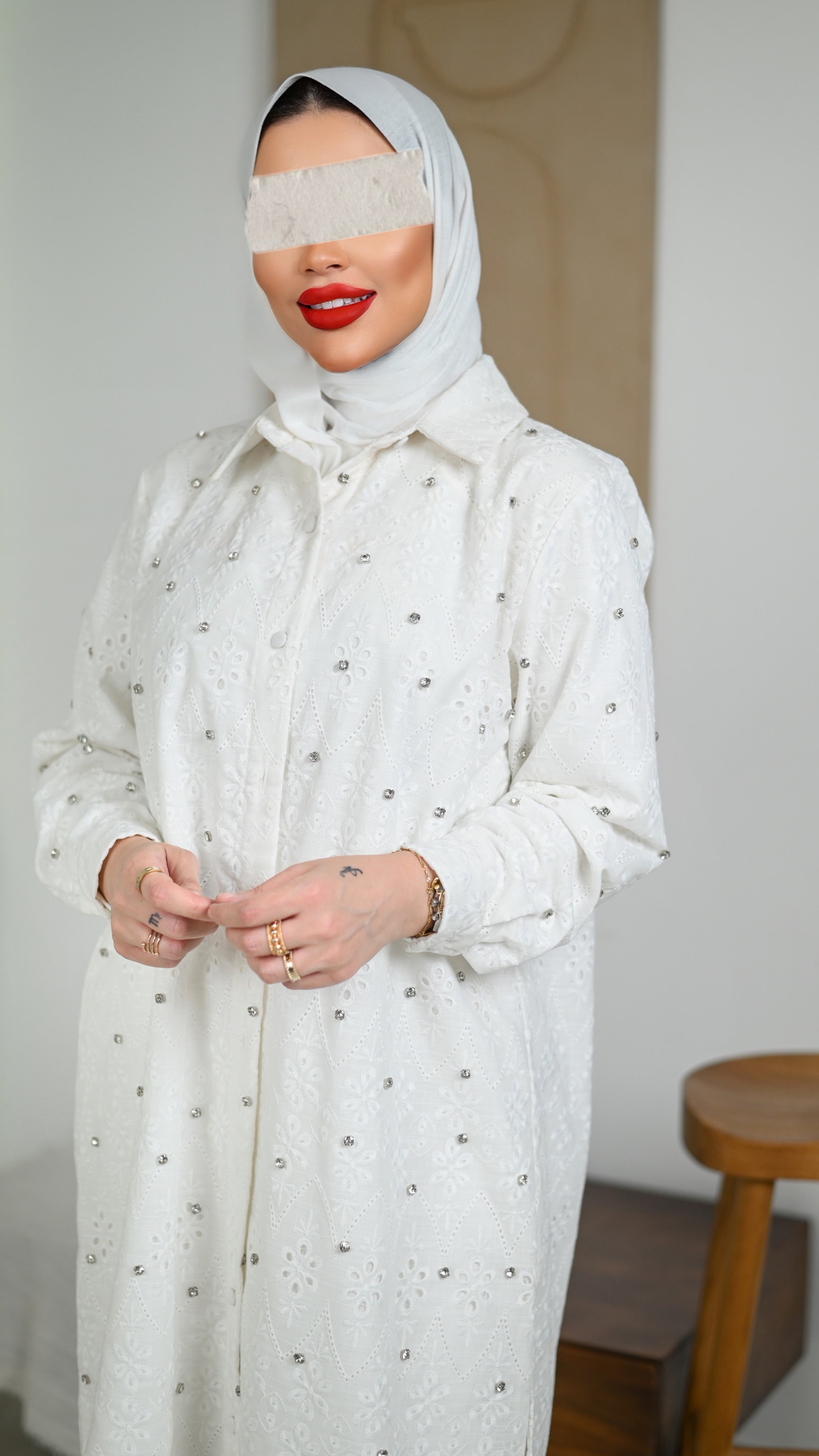 Embellished White Lace Punjabi