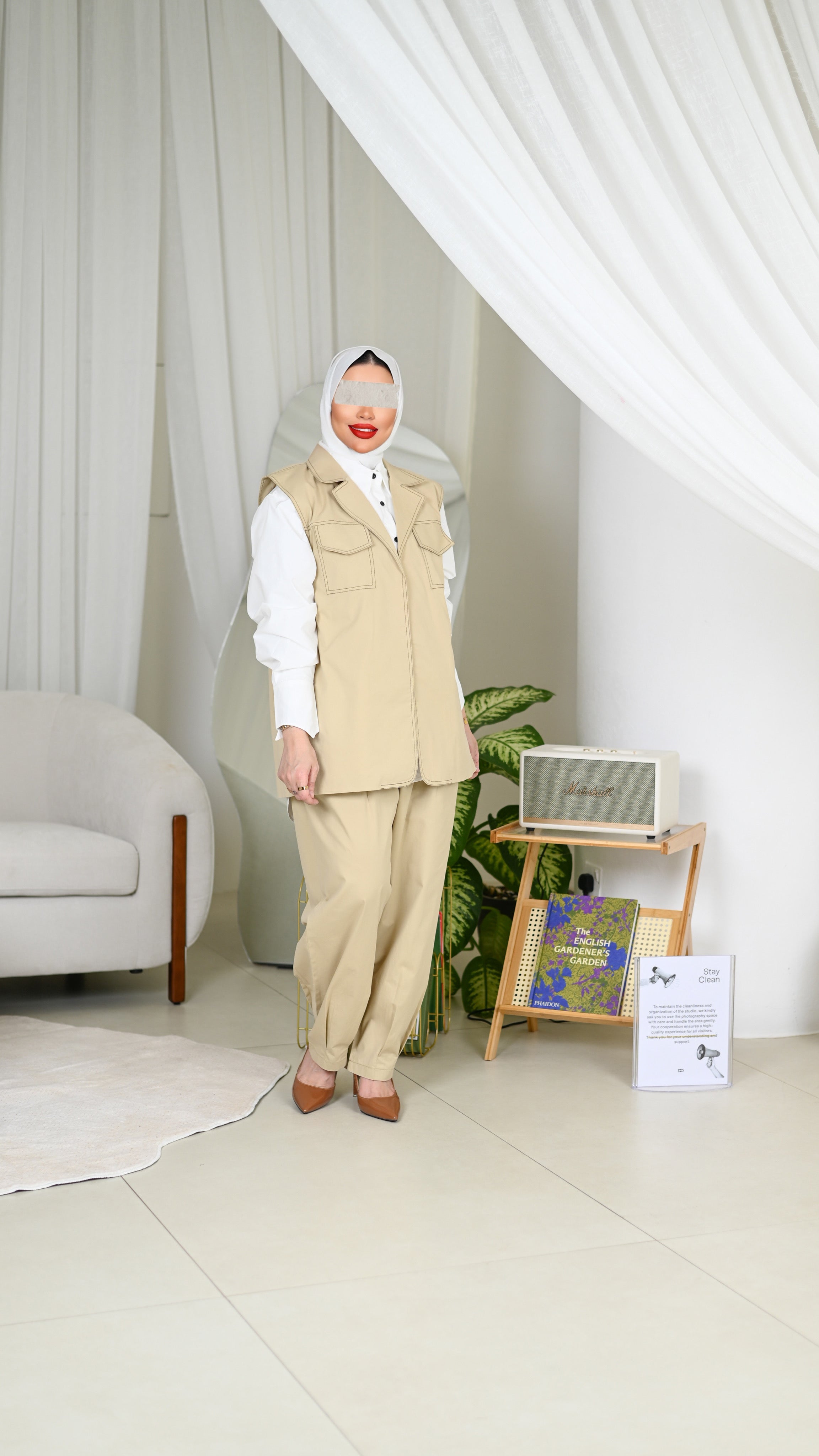 Sand Beige Gabardine Vest