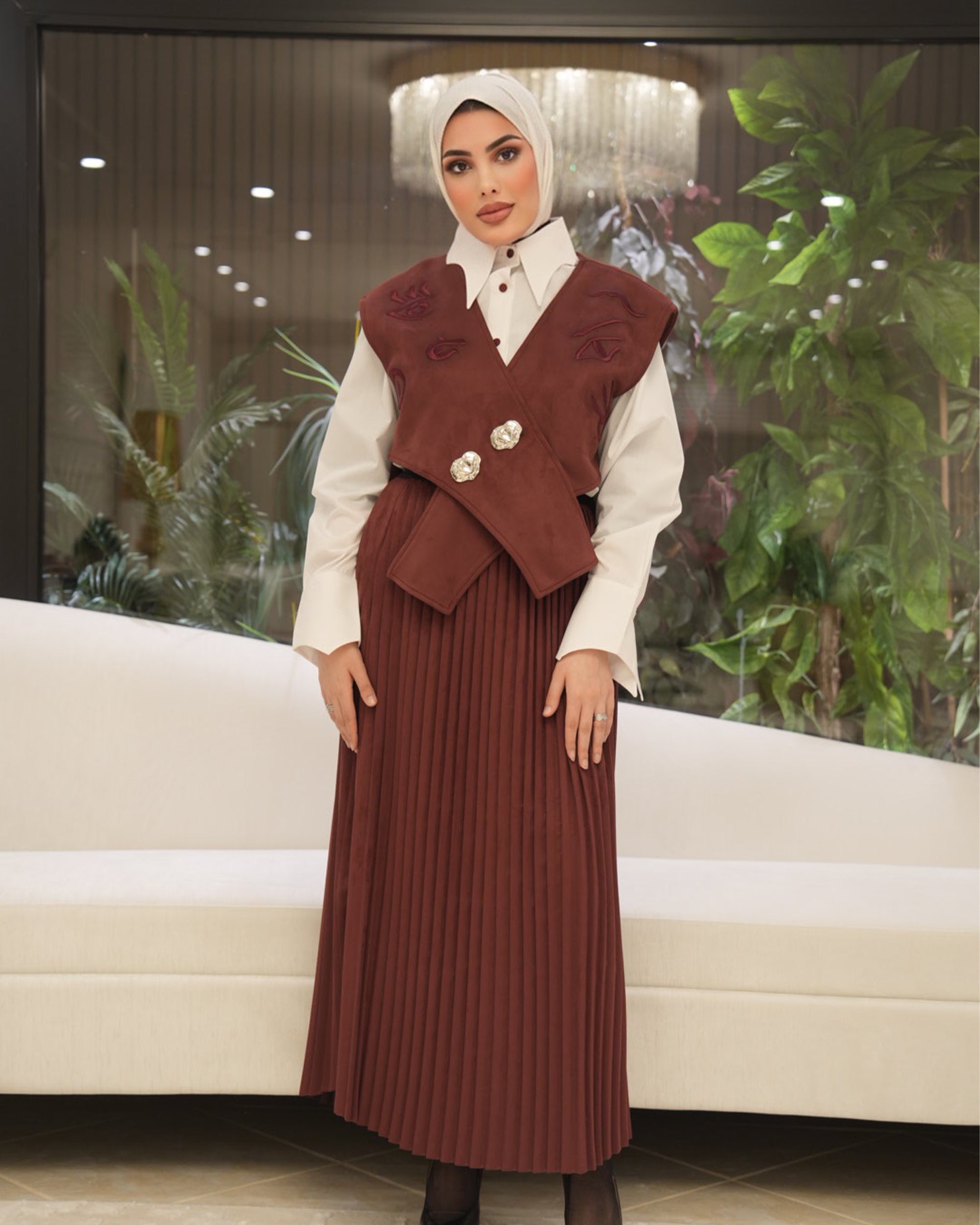 Chestnut Chamois Embroidered Vest