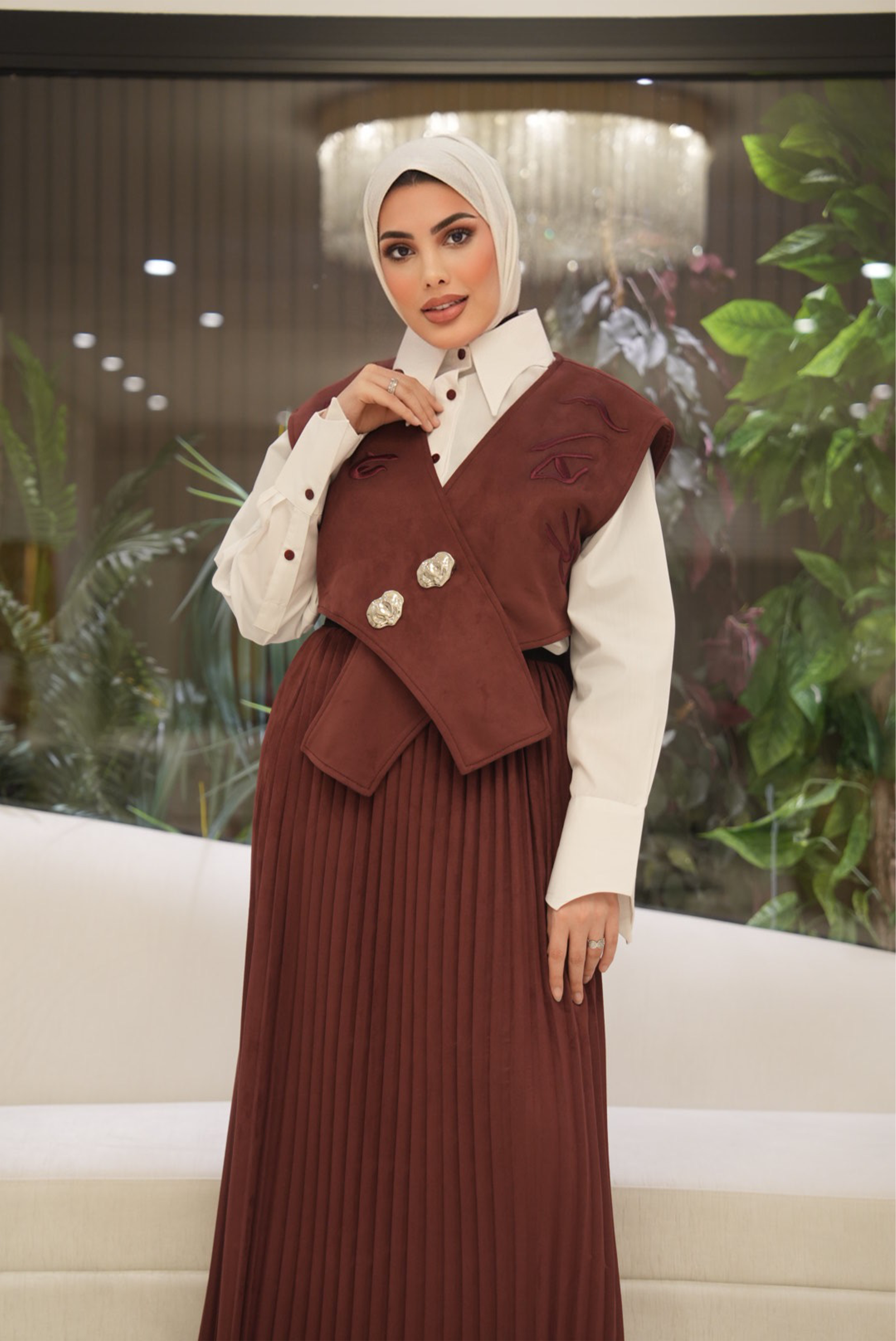 Chestnut Chamois Embroidered Vest