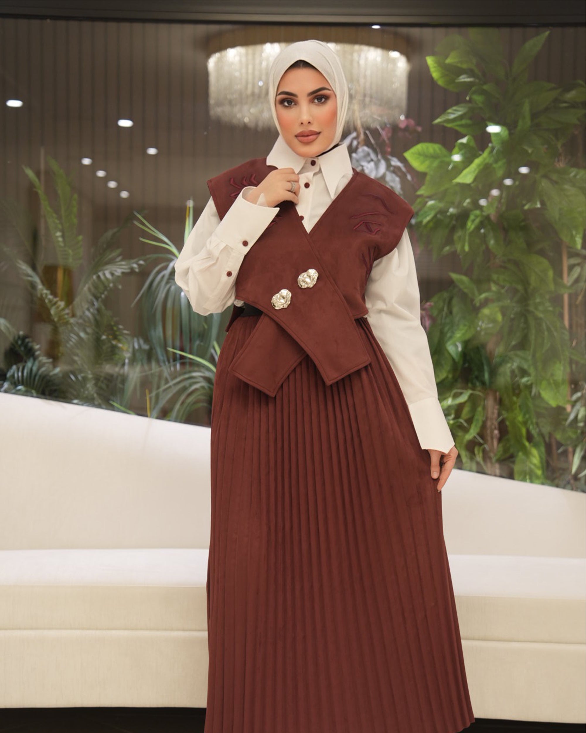 Chestnut Chamois Embroidered Vest