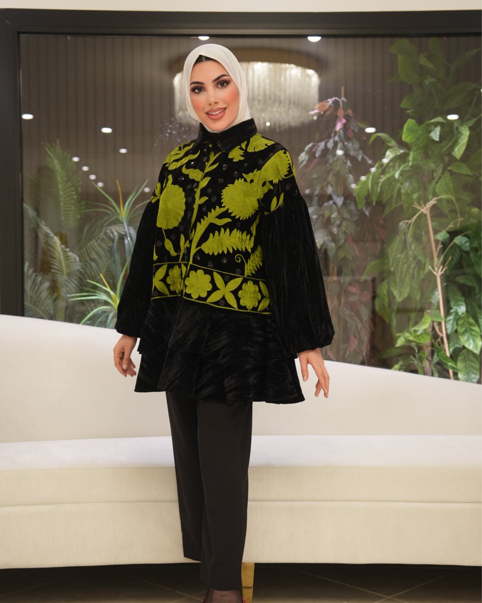 Classic Velvet Jacket – Black & Olive Green