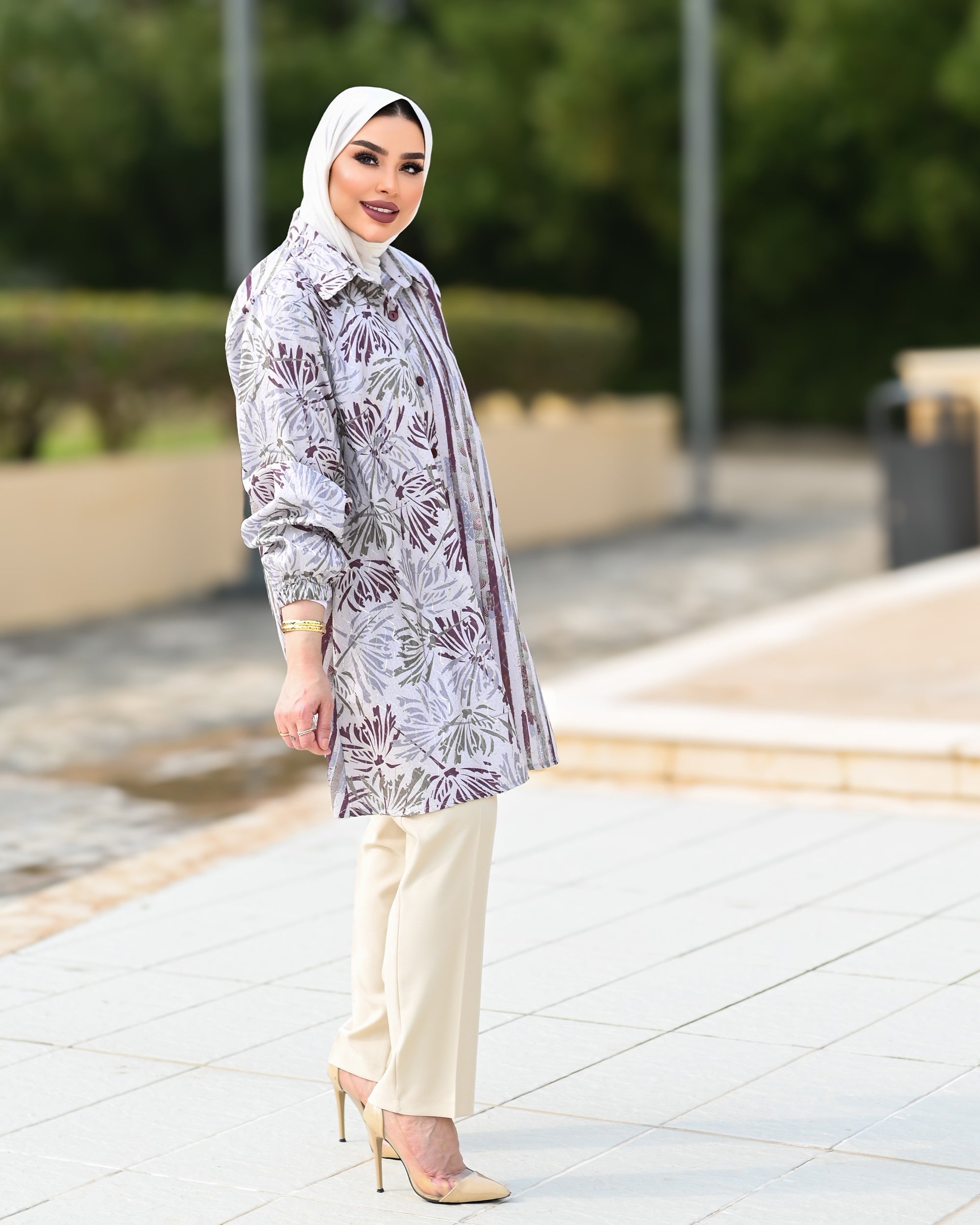 Classic Jacquard Shirt – Mauve Grey