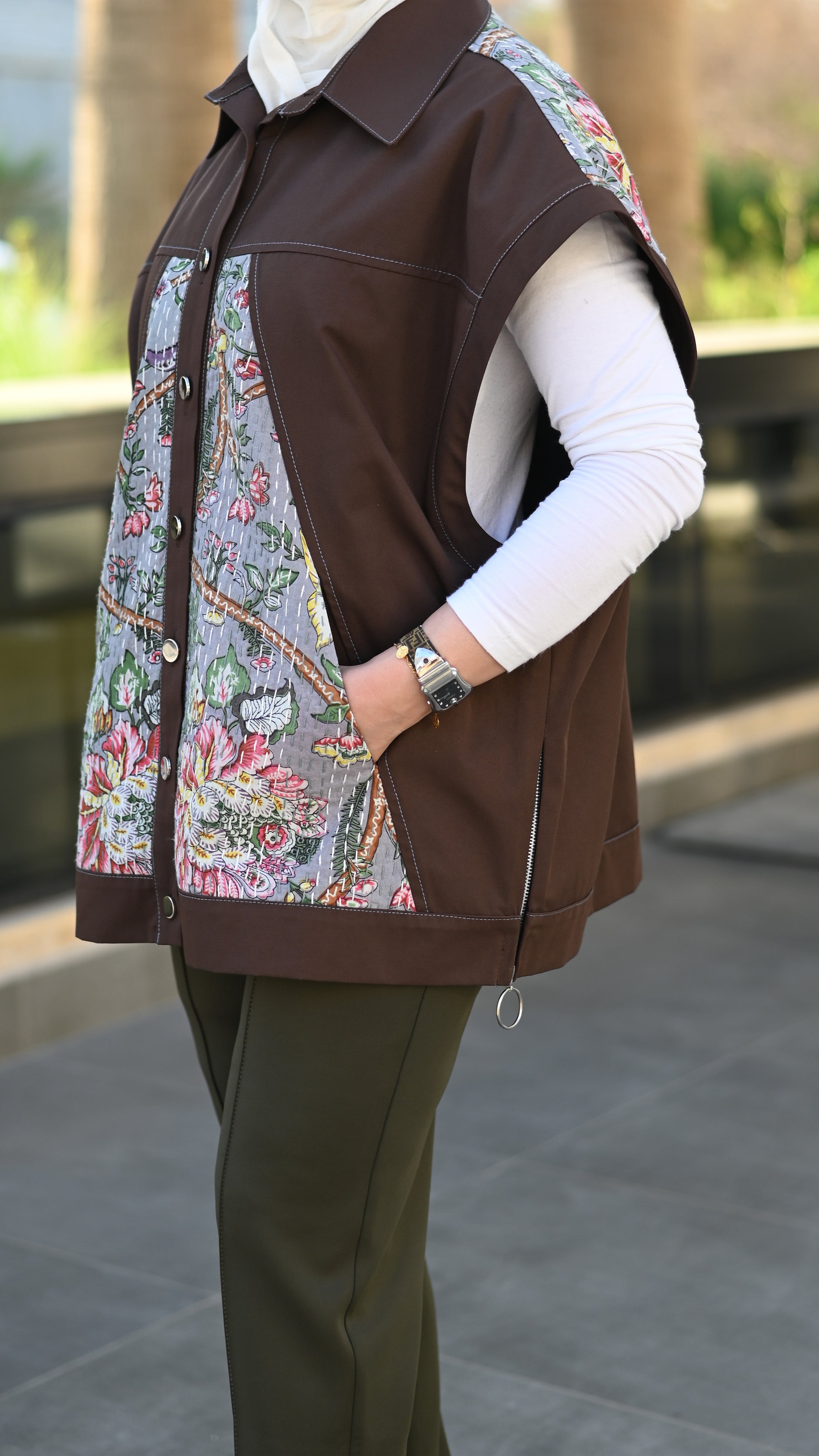 Floral Jeans Gilet