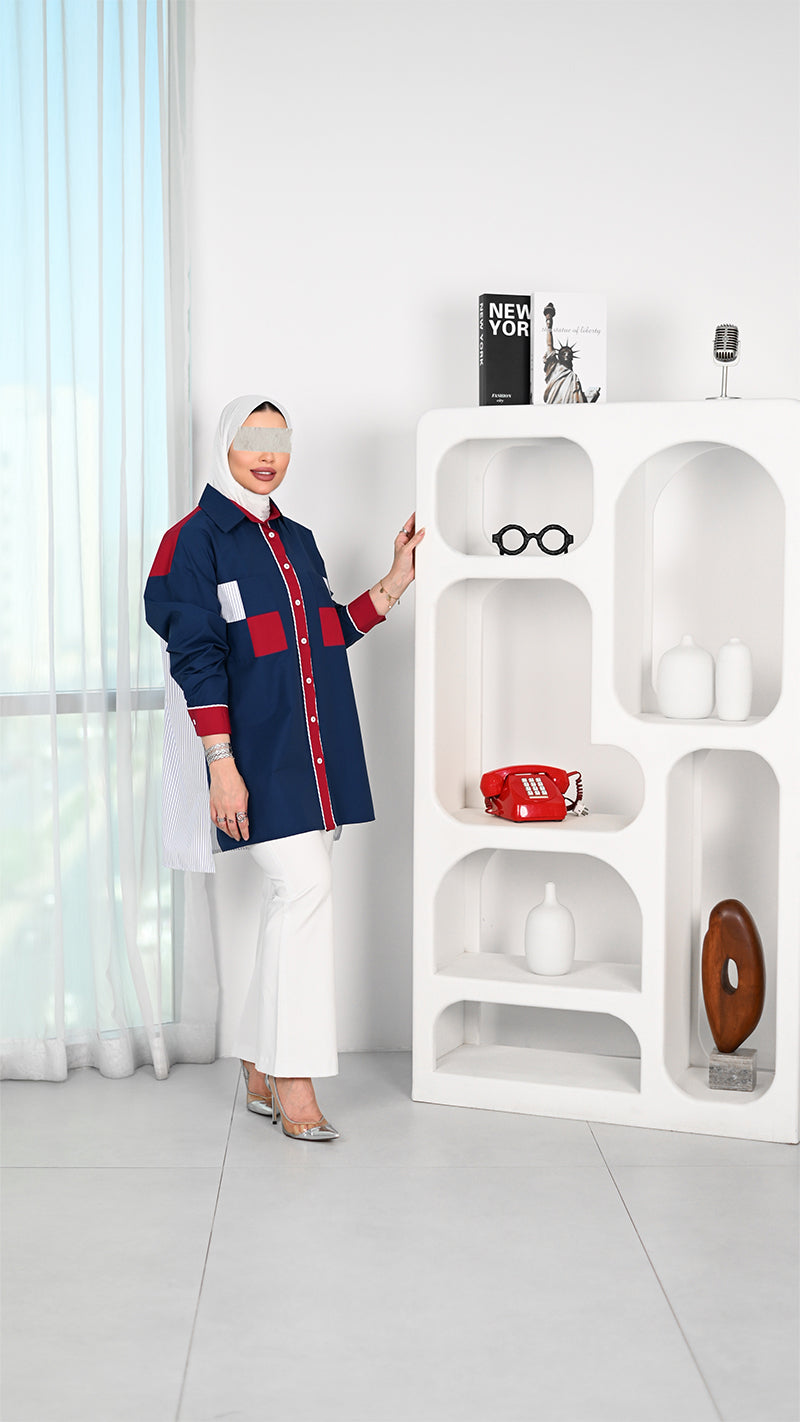 Patchwork Contrast Poplin Shirt