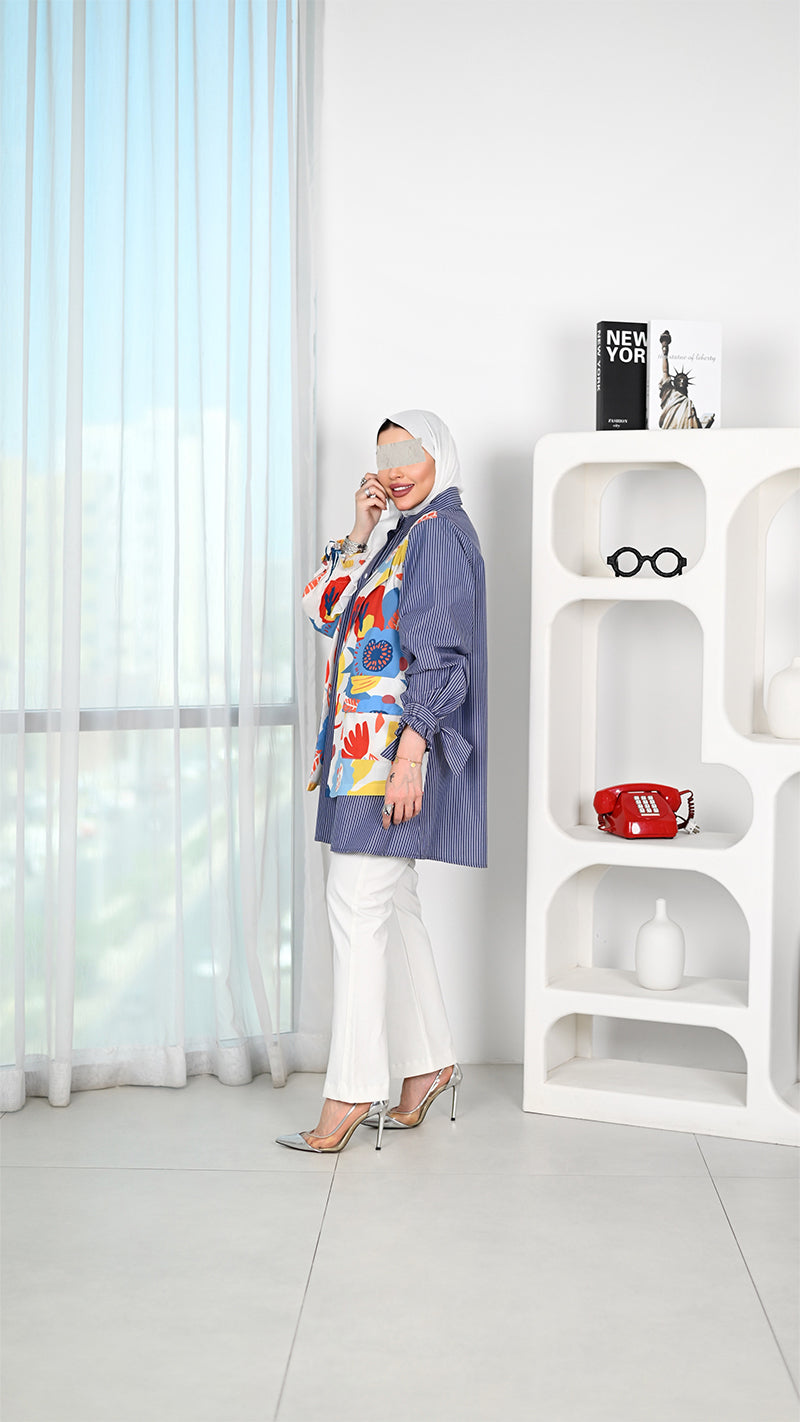 Floral Contrast Poplin Shirt