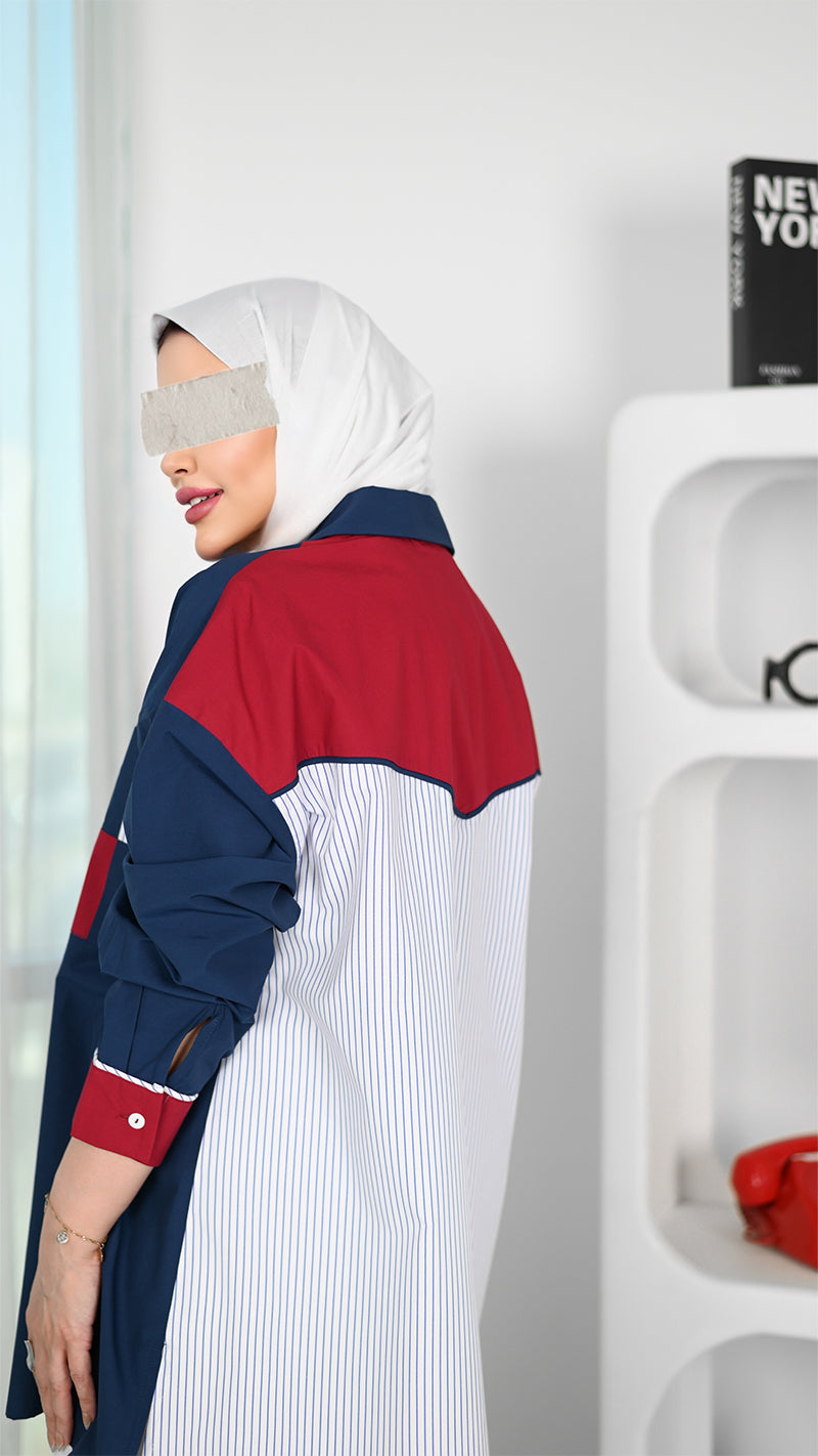 Patchwork Contrast Poplin Shirt