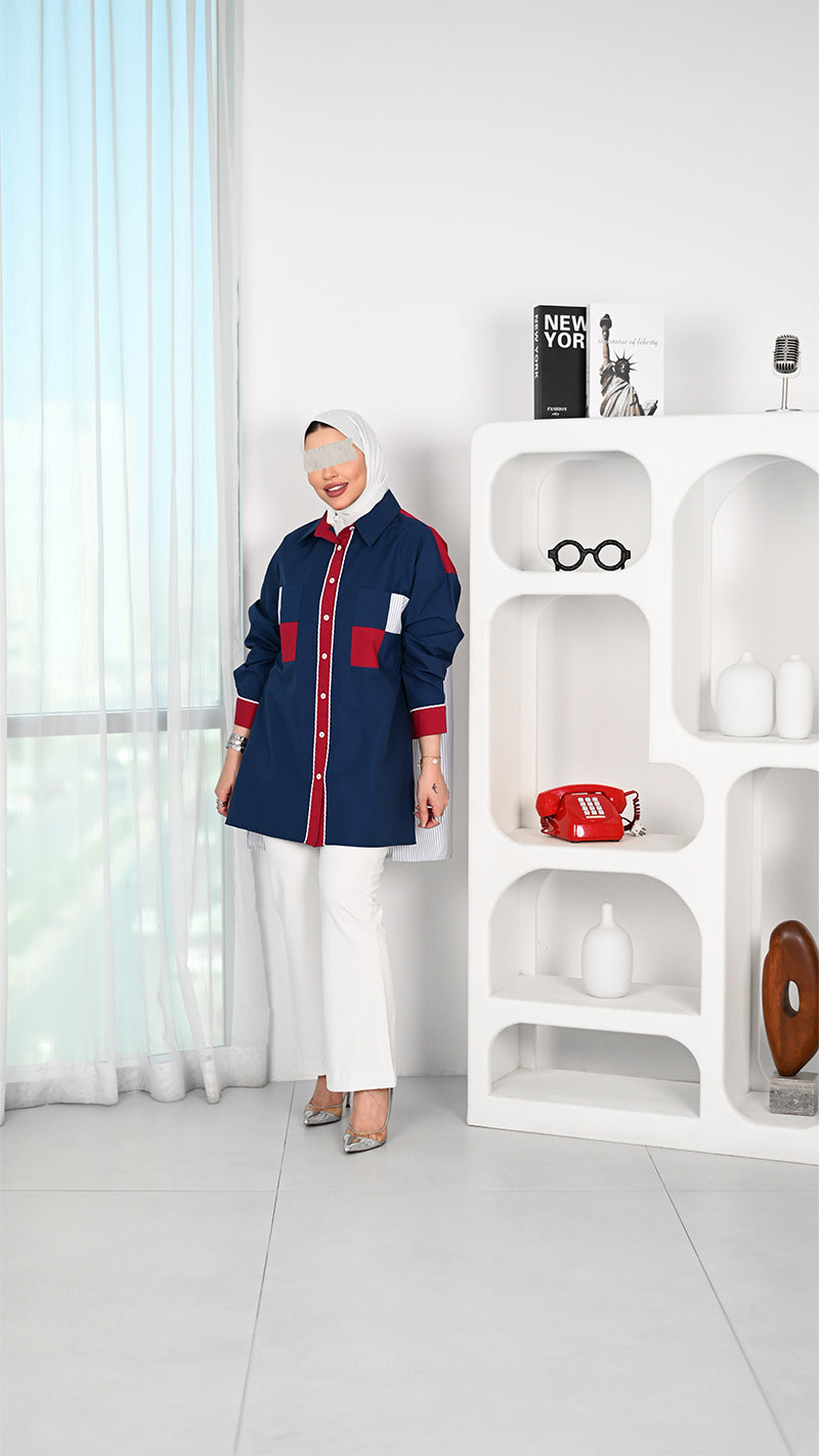 Patchwork Contrast Poplin Shirt