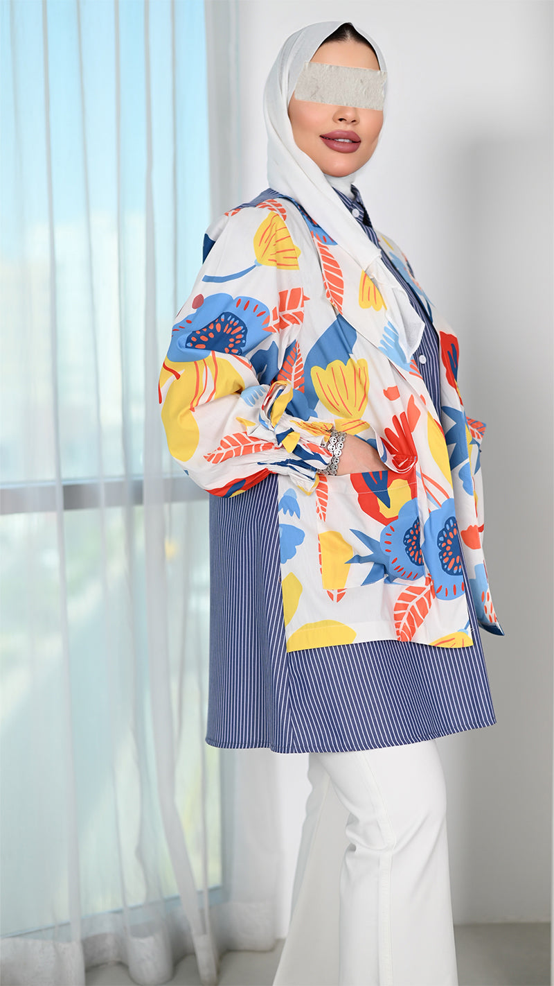 Floral Contrast Poplin Shirt