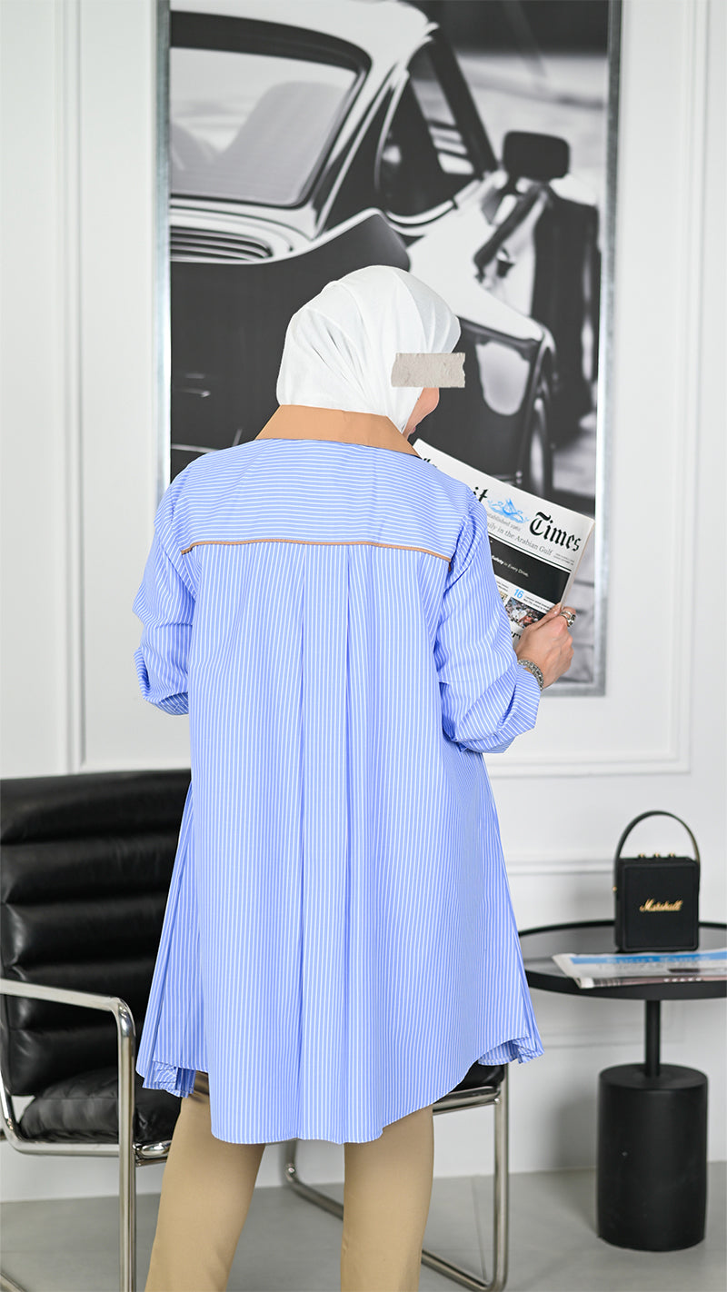 Skyline Contrast Poplin Shirt – Blue