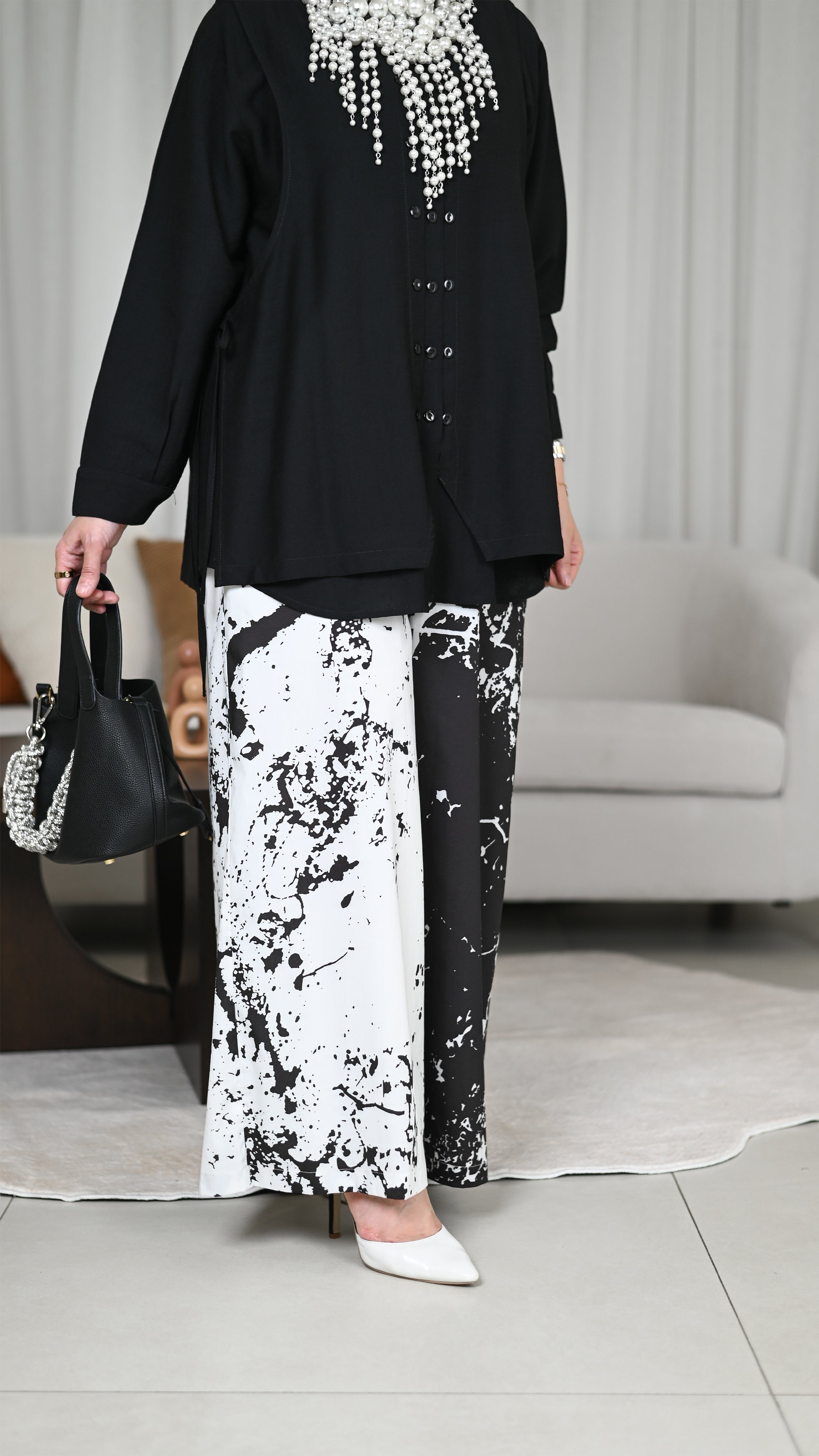 Monochrome Splash Poplin Pants