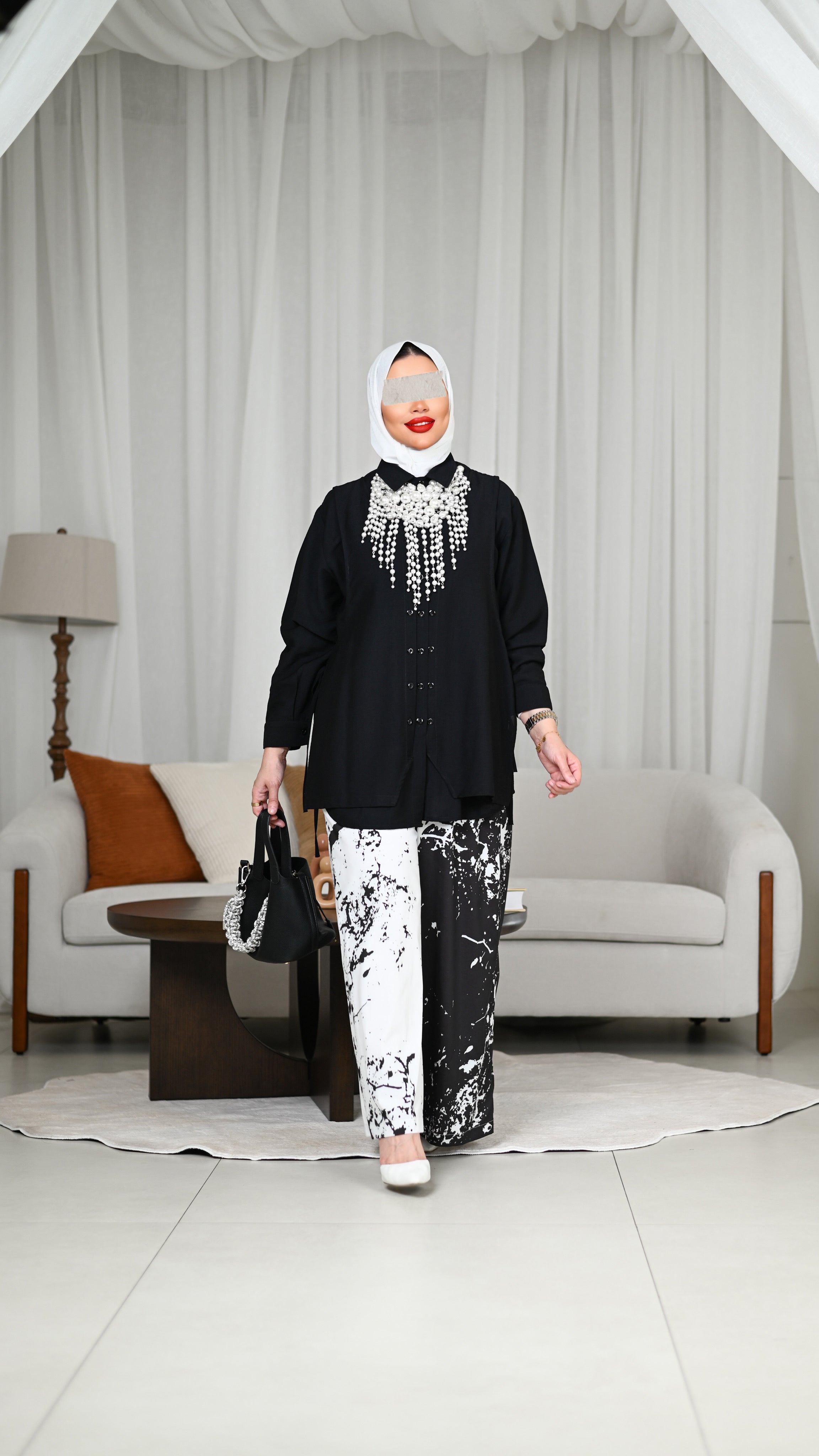 Monochrome Splash Poplin Pants