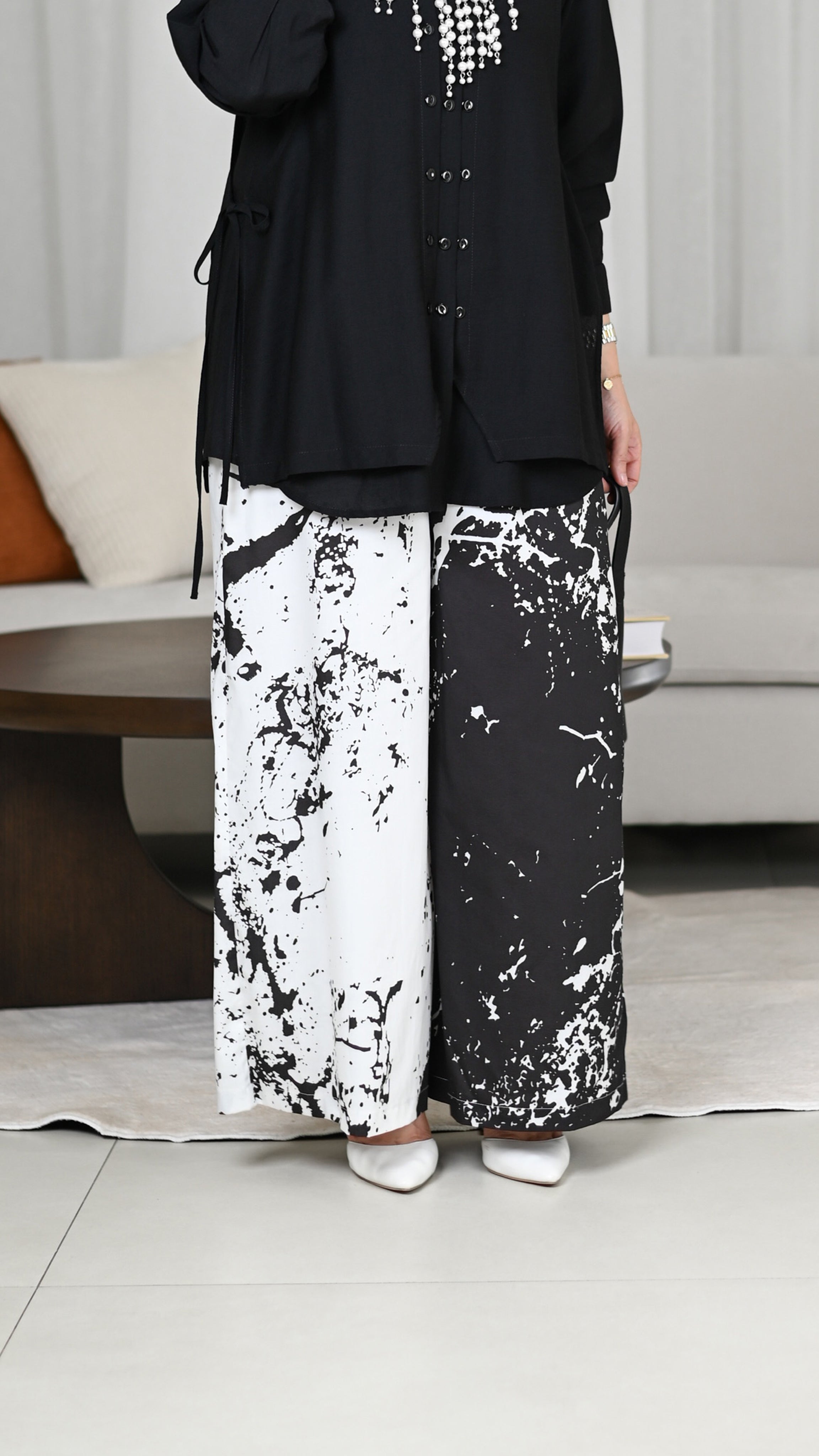 Monochrome Splash Poplin Pants