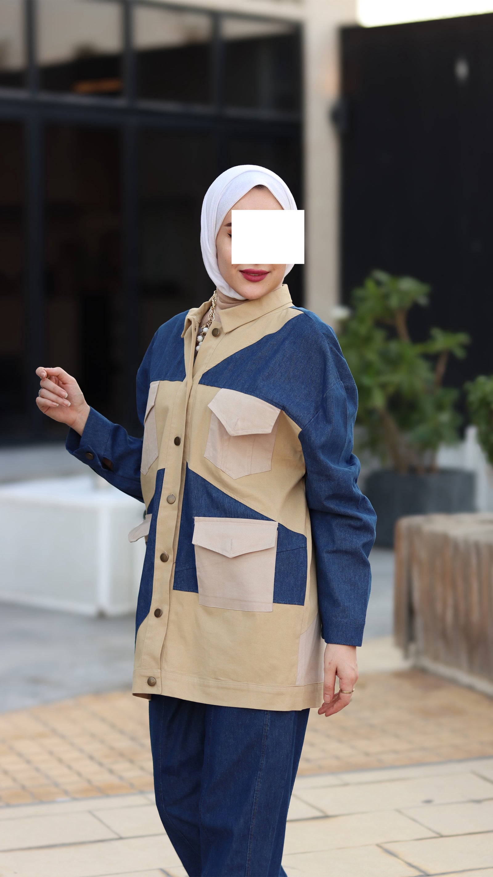 Two-Tone Utility Denim Jacket
