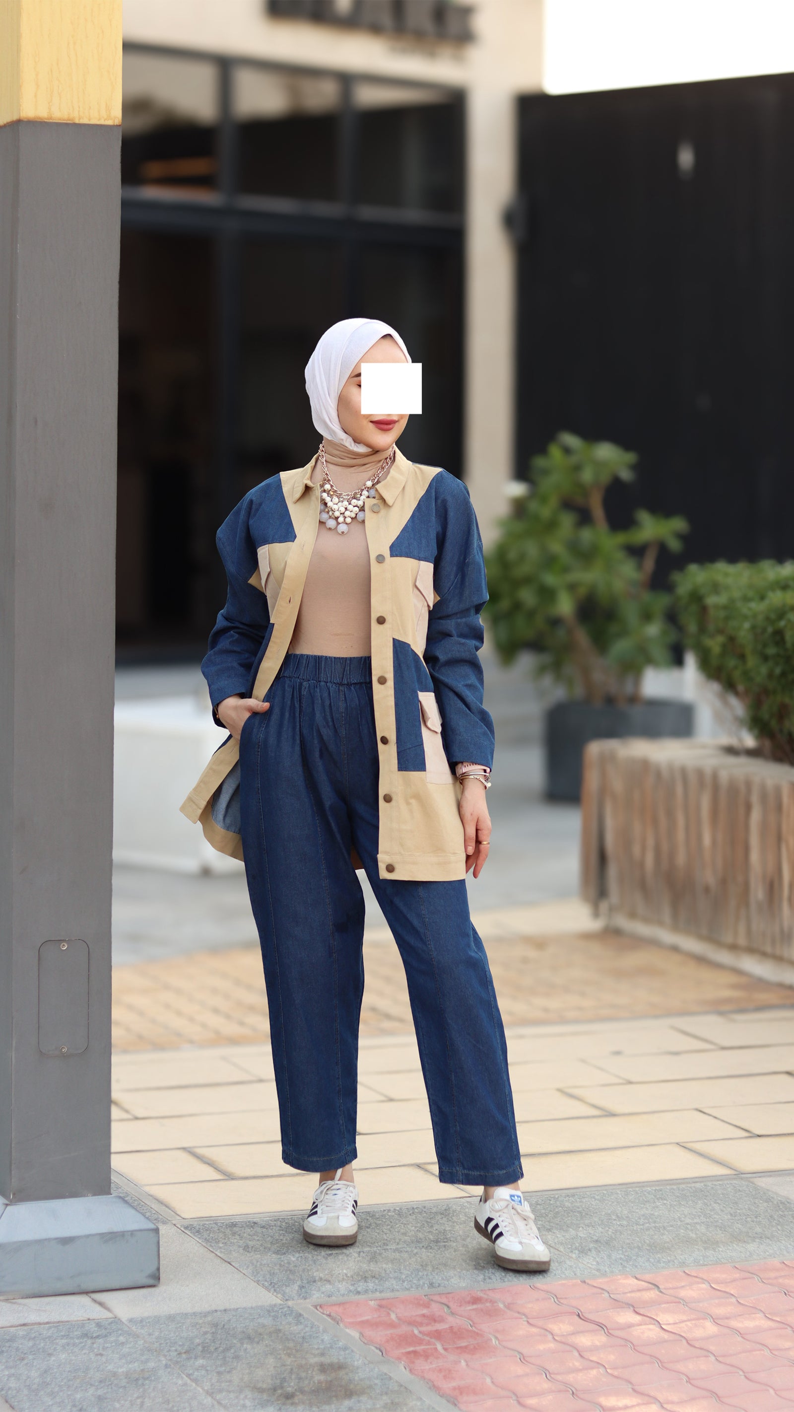 Two-Tone Utility Denim Jacket