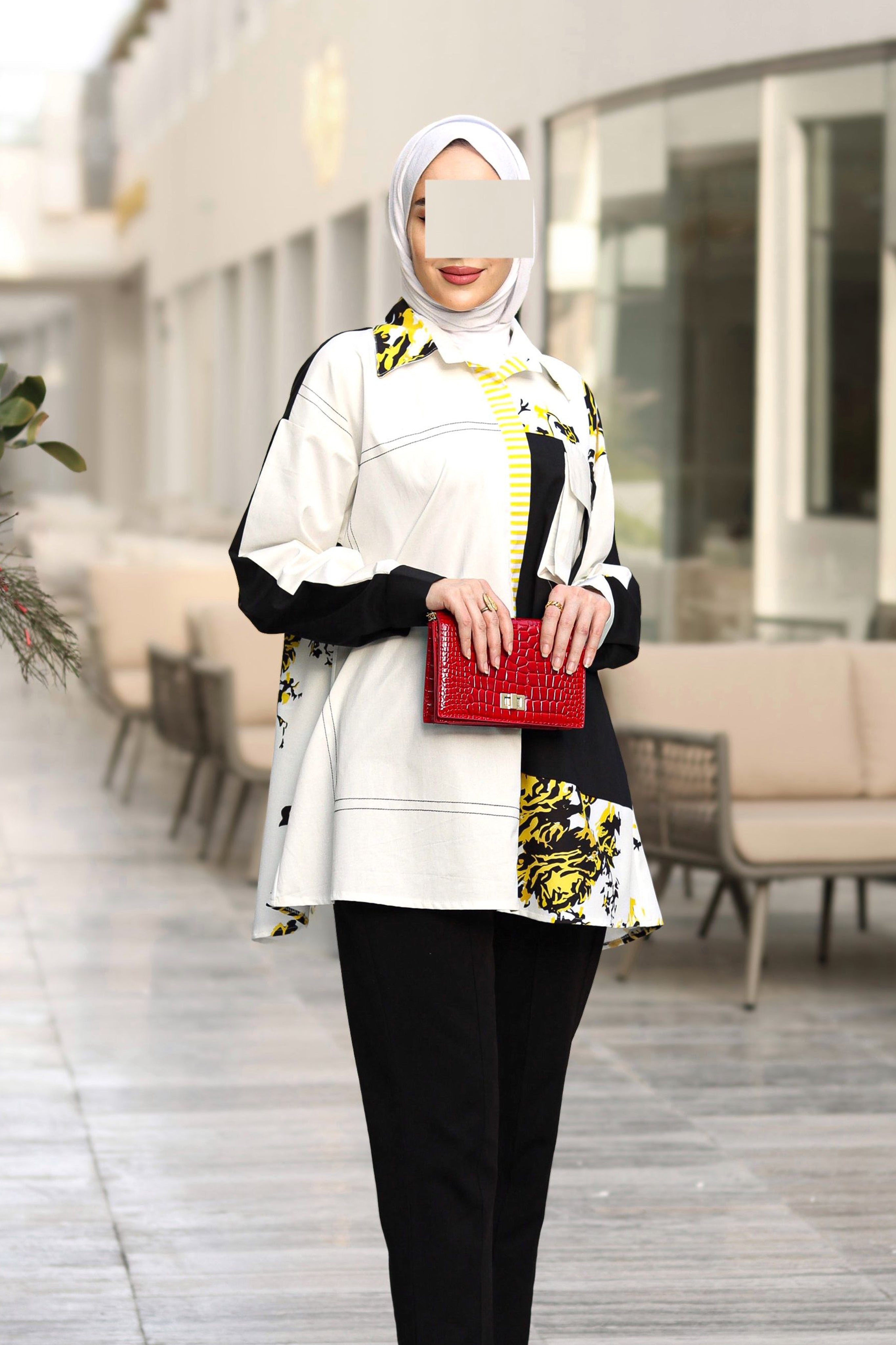 Contrast Print Poplin Shirt
