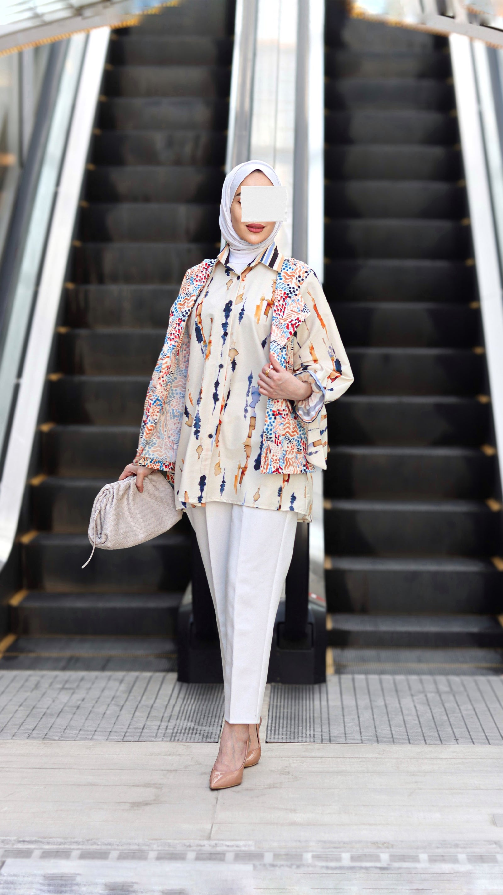 Abstract Print Poplin Shirt